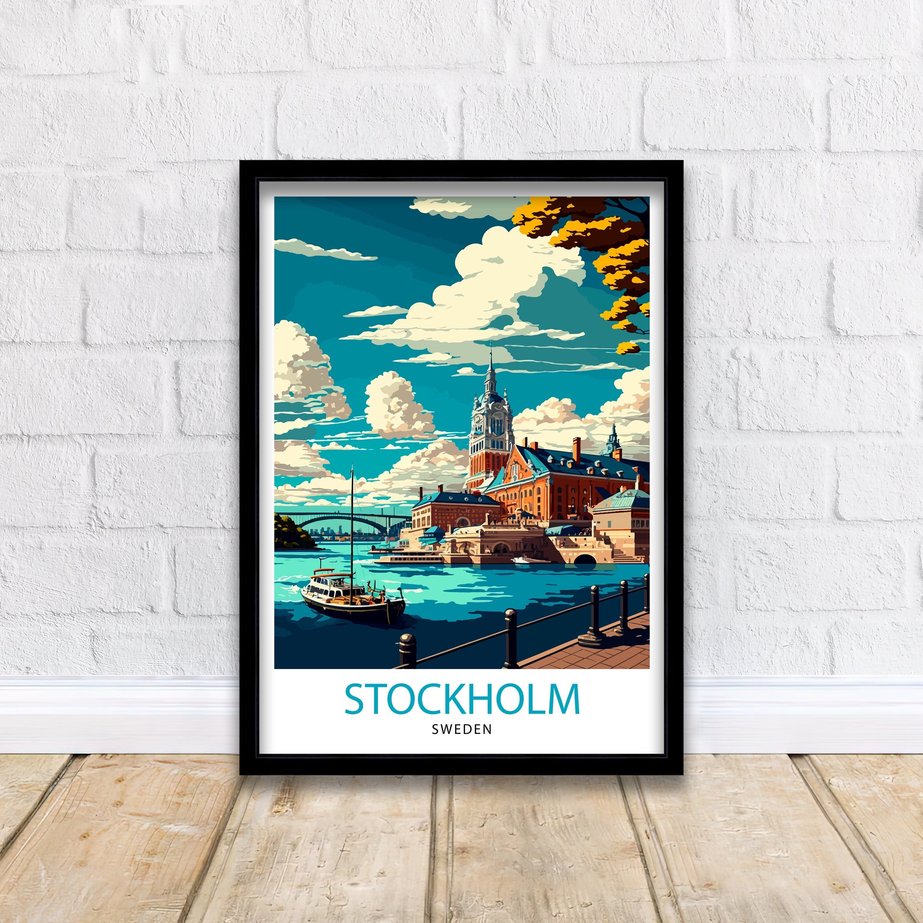 Stockholm Sweden Travel Poster | Scandinavian Illustration Art Print