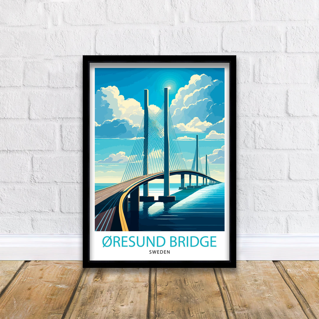 Oresund Bridge Sweden Travel Poster