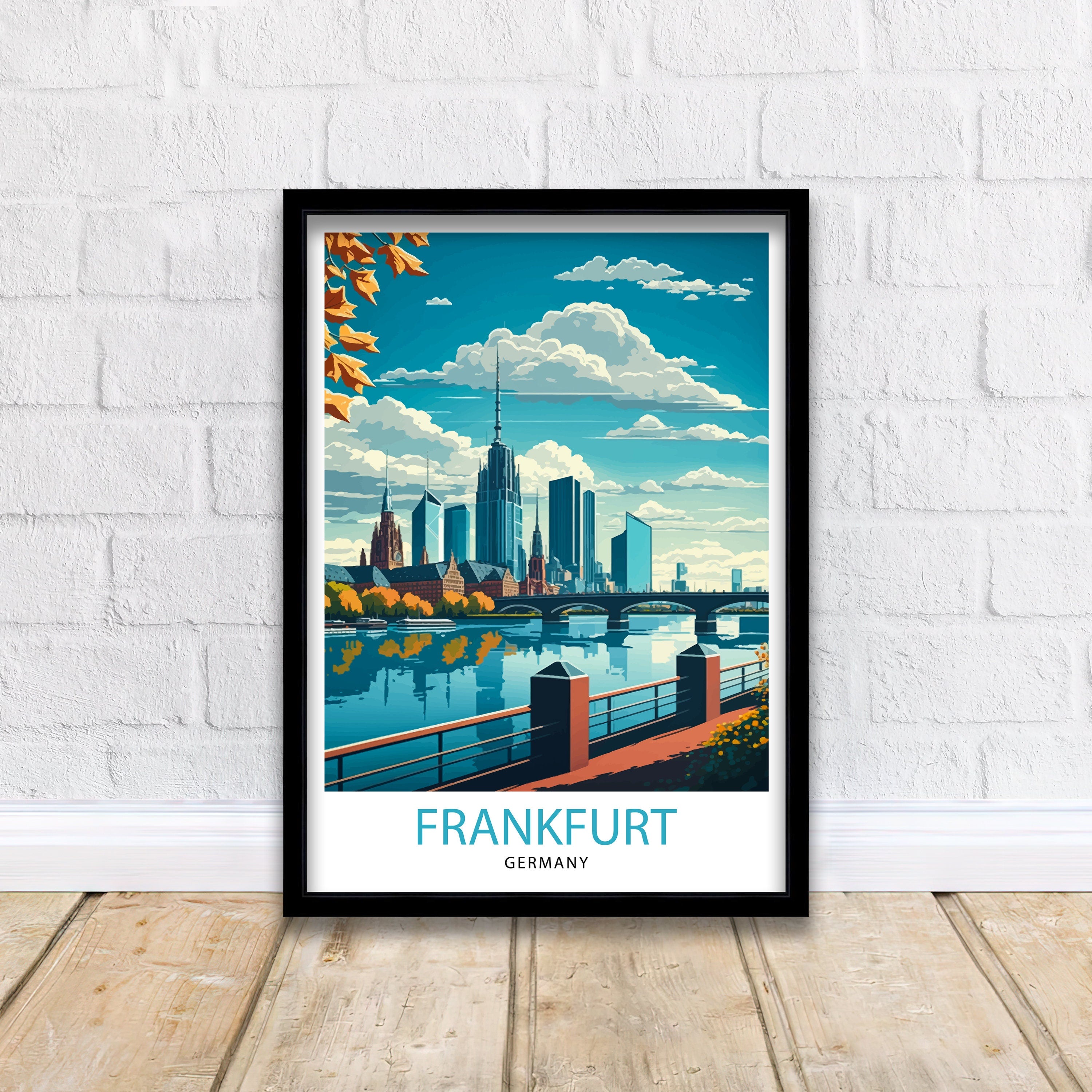 Frankfurt Germany Skyline Art Print, Travel Poster
