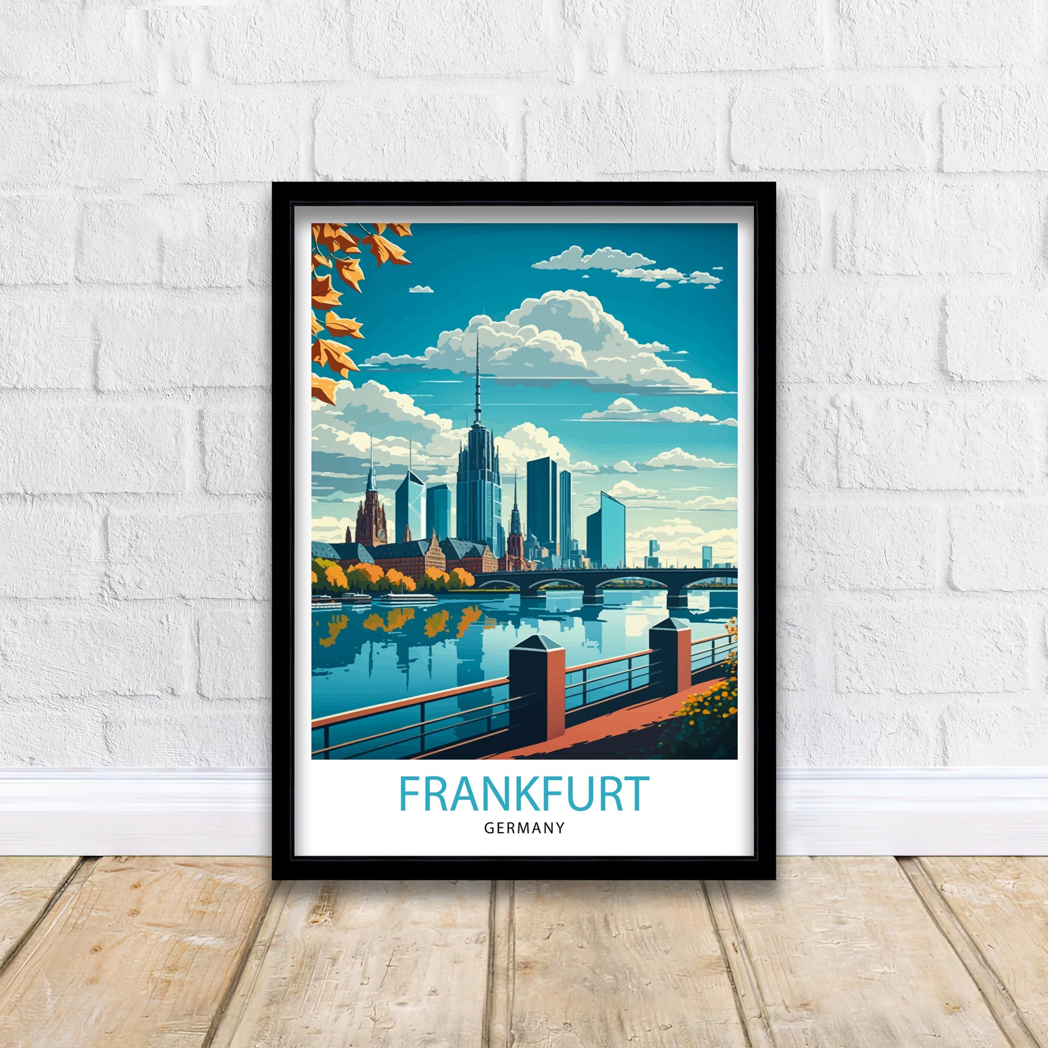 Frankfurt Germany Skyline Art Print, Travel Poster