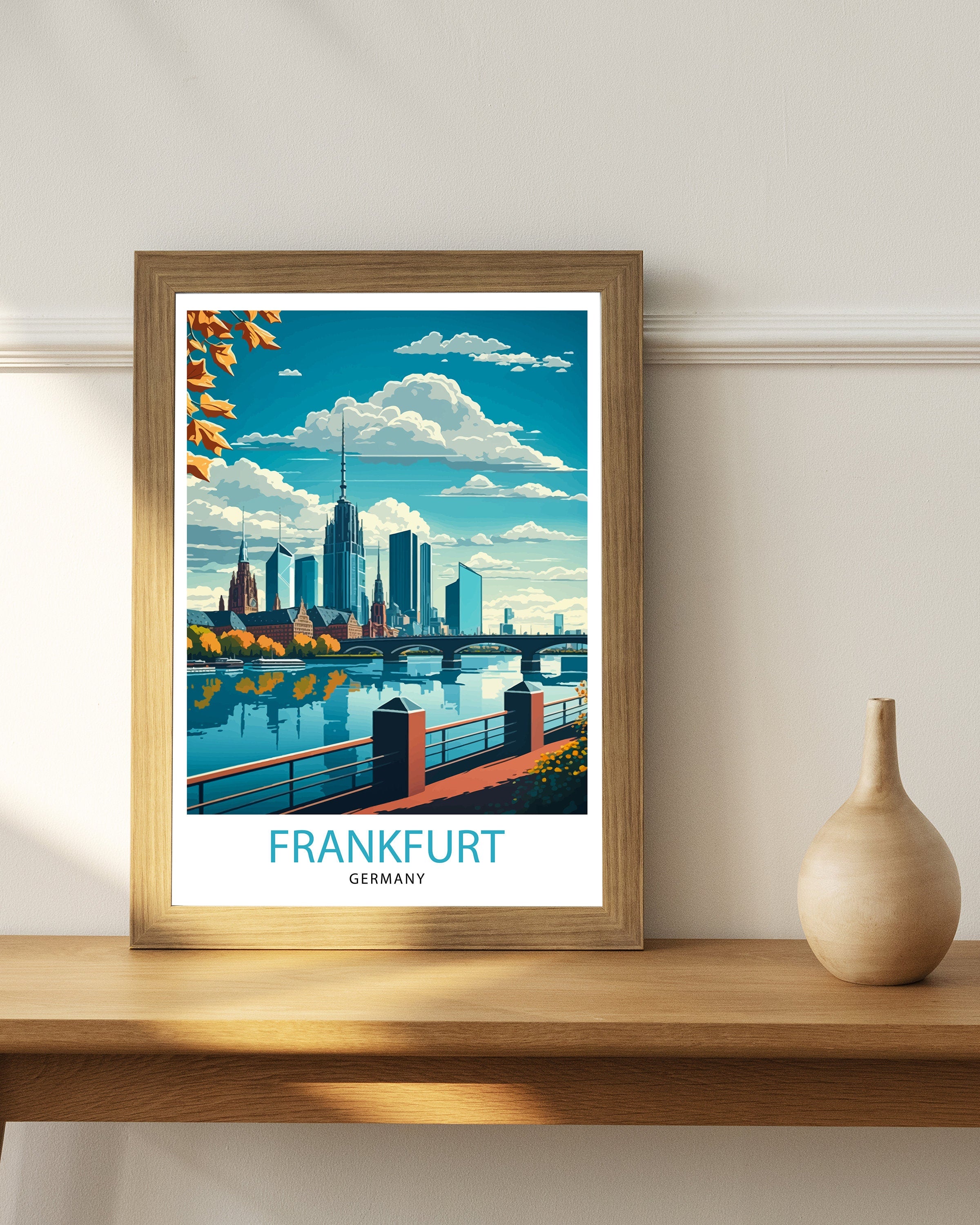 Frankfurt Germany Skyline Art Print, Travel Poster