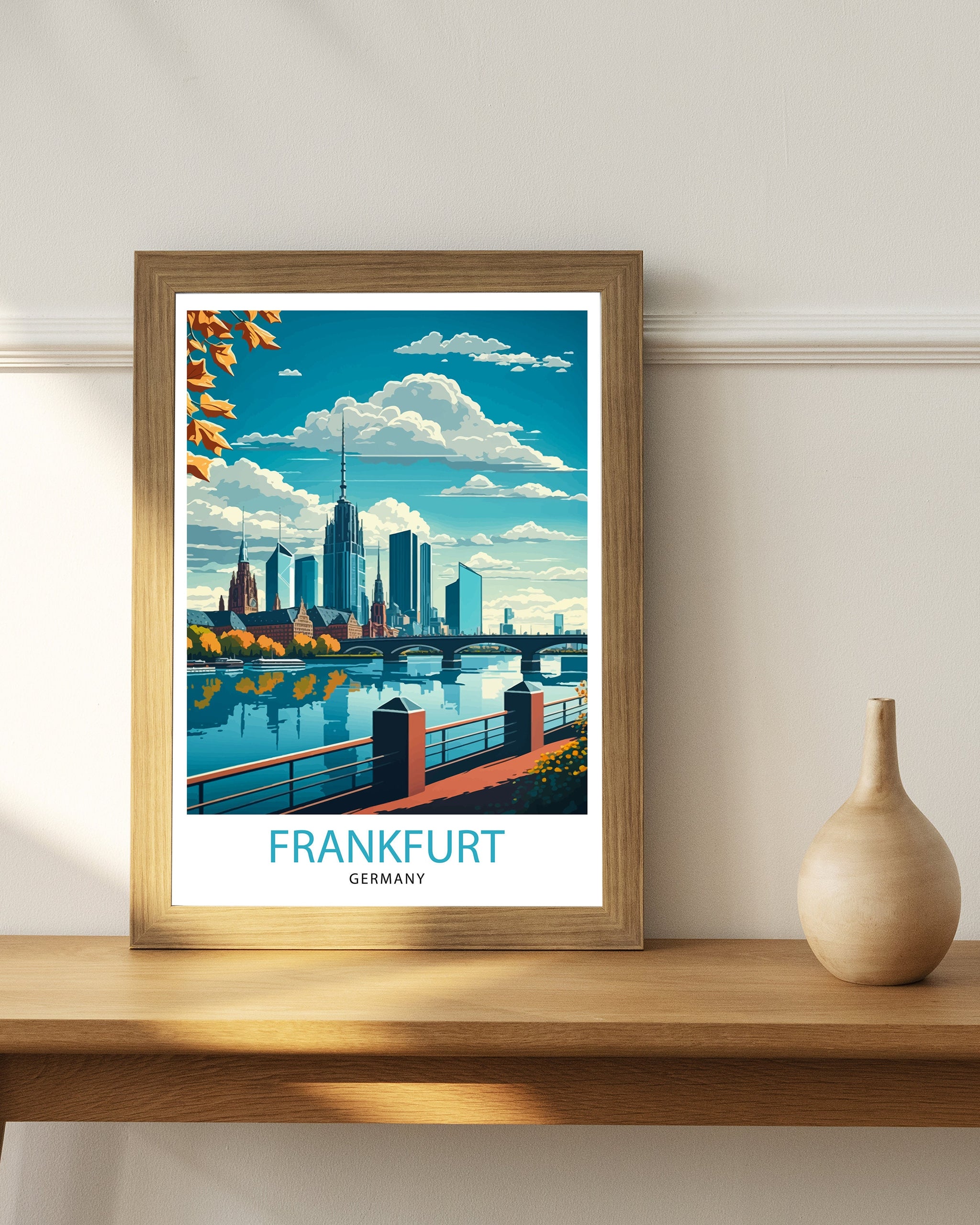 Frankfurt Germany Skyline Art Print, Travel Poster