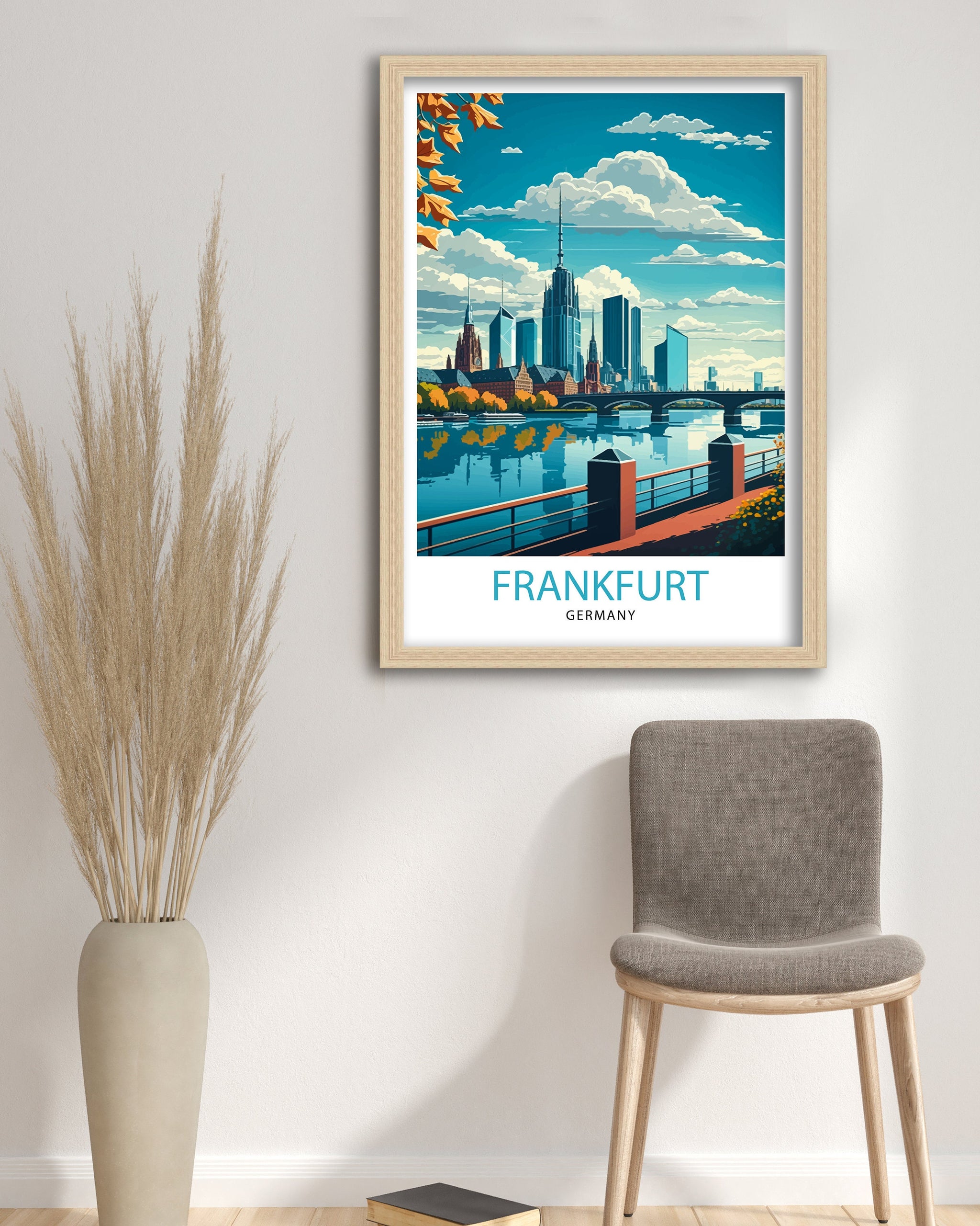Frankfurt Germany Skyline Art Print, Travel Poster