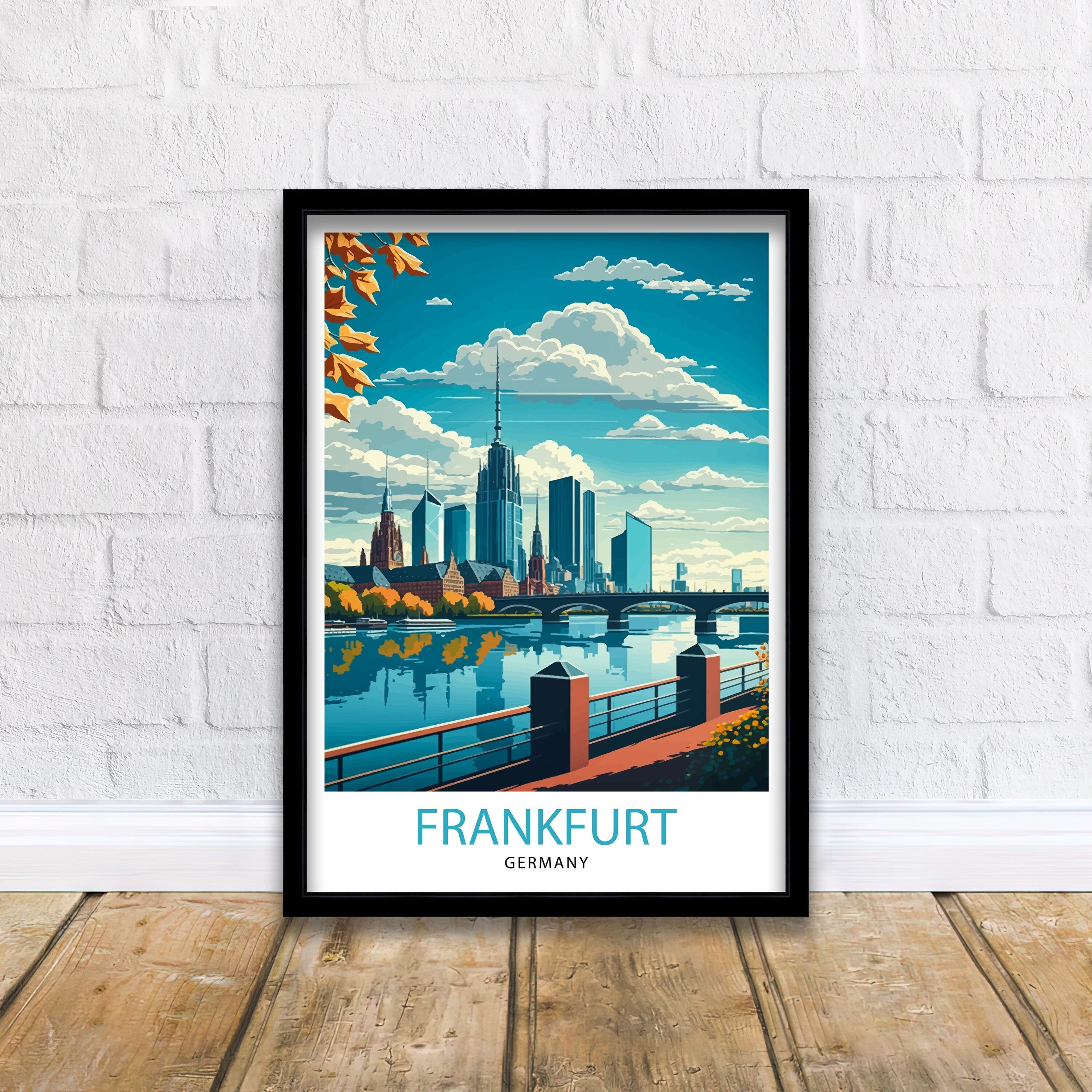 Frankfurt Germany Skyline Art Print, Travel Poster