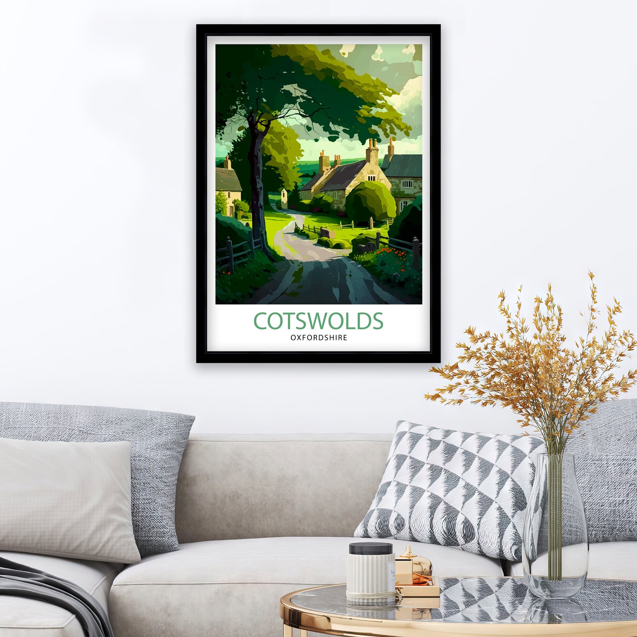 Cotswolds Travel Poster | English Countryside Art Print