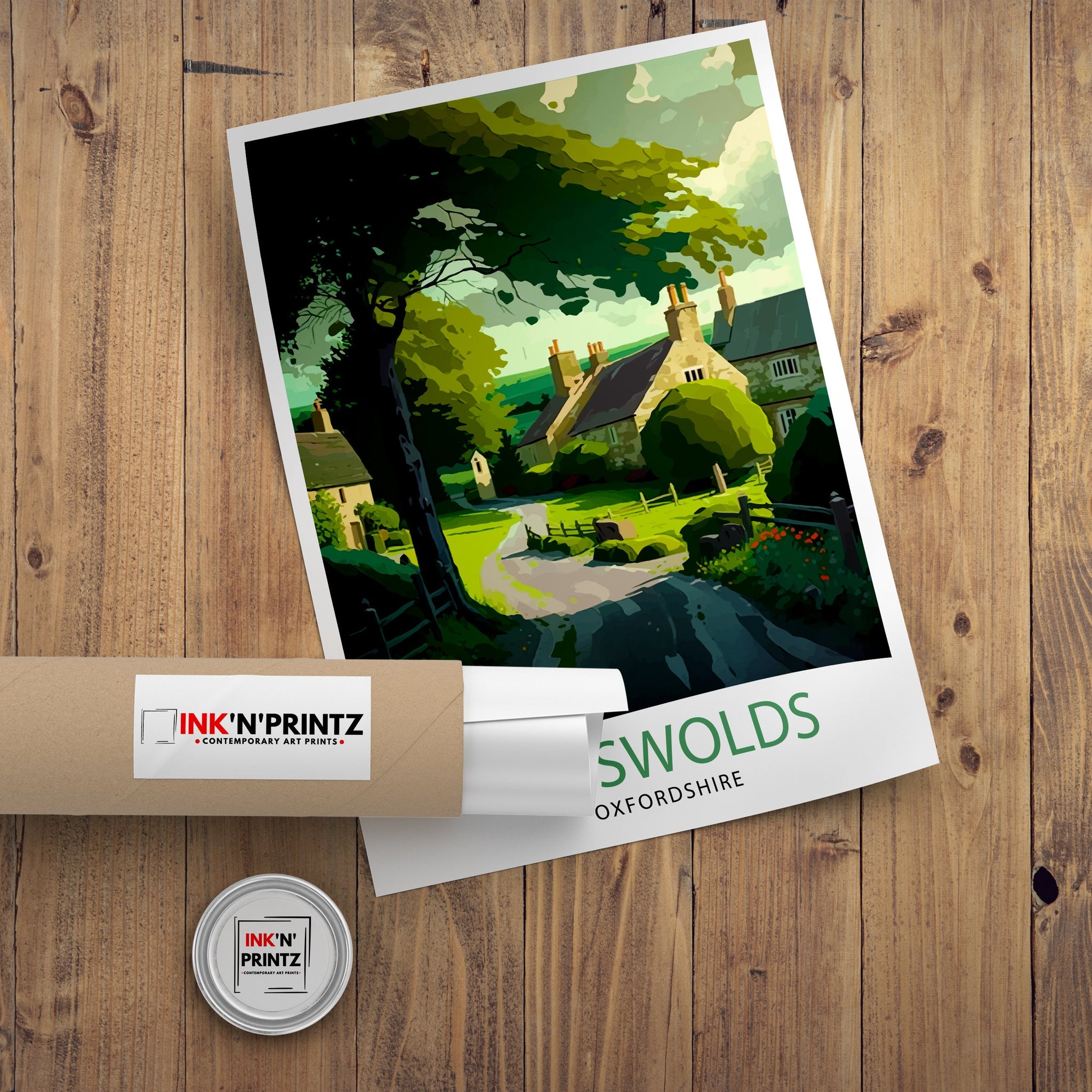 Cotswolds Travel Poster | English Countryside Art Print