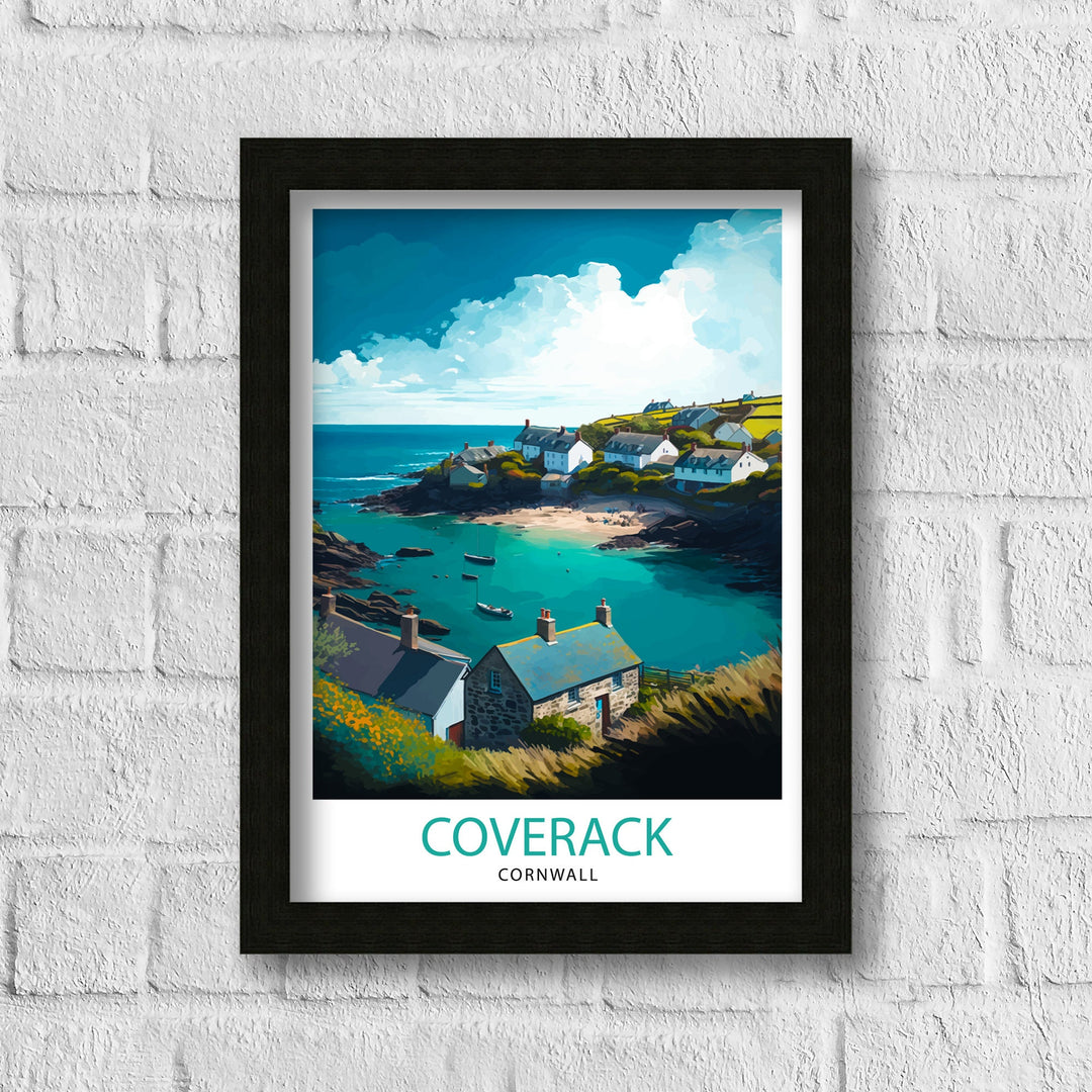 Coverack Cornwall Travel Poster Coverack Wall Art Cornwall Coastal Decor Coverack Illustration Travel Poster Gift For Cornwall UK Home Decor