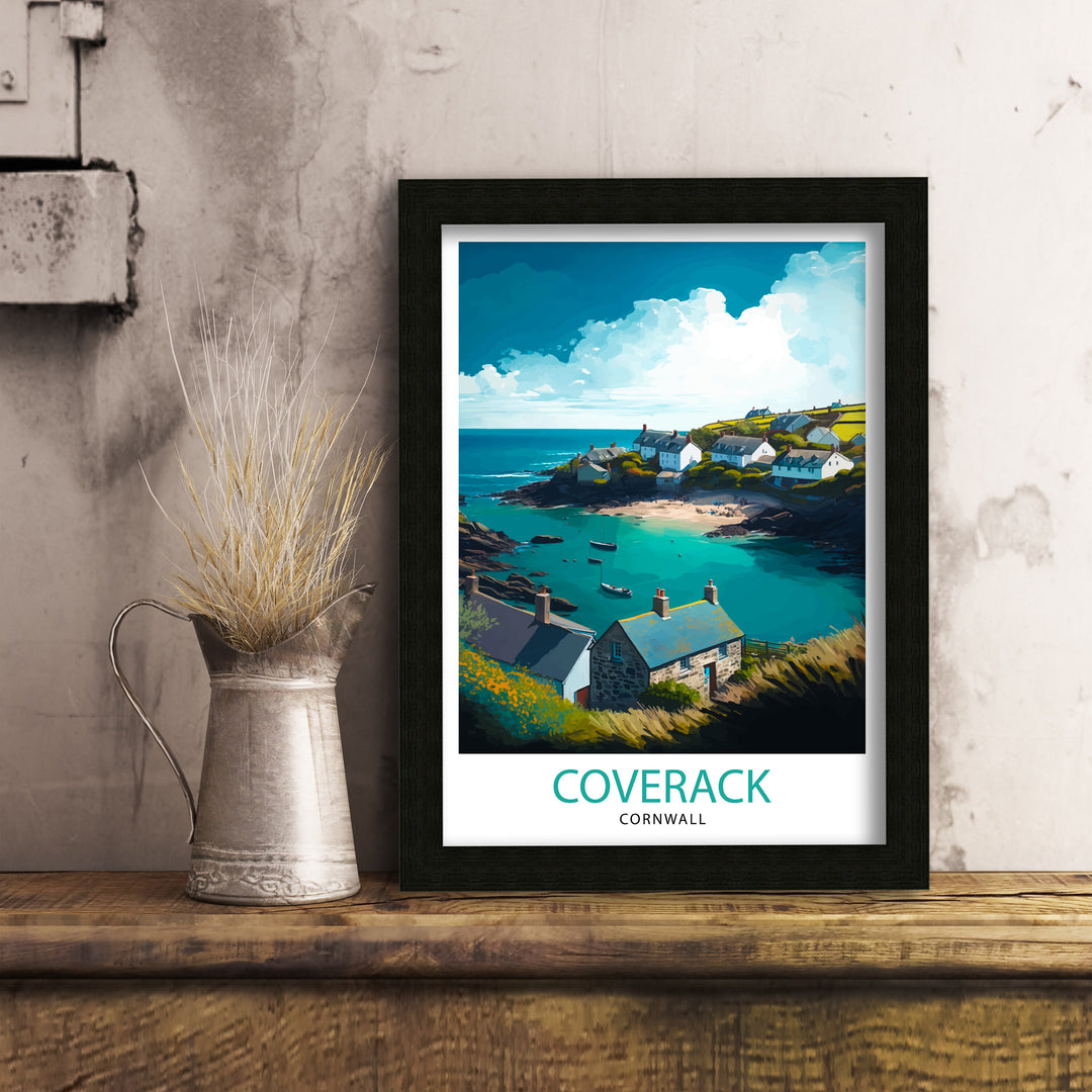 Coverack Cornwall Travel Poster Coverack Wall Art Cornwall Coastal Decor Coverack Illustration Travel Poster Gift For Cornwall UK Home Decor