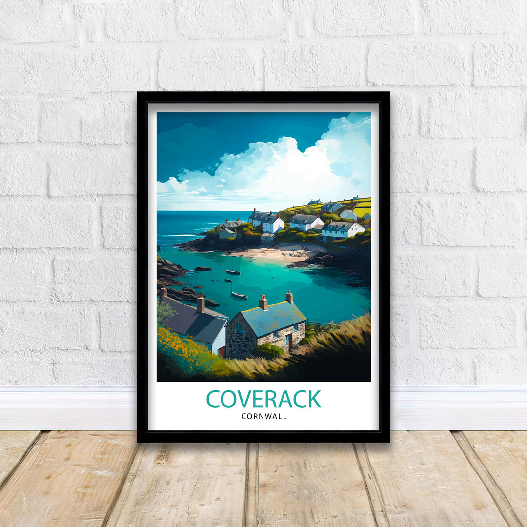 Coverack Cornwall Travel Poster Coverack Wall Art Cornwall Coastal Decor Coverack Illustration Travel Poster Gift For Cornwall UK Home Decor