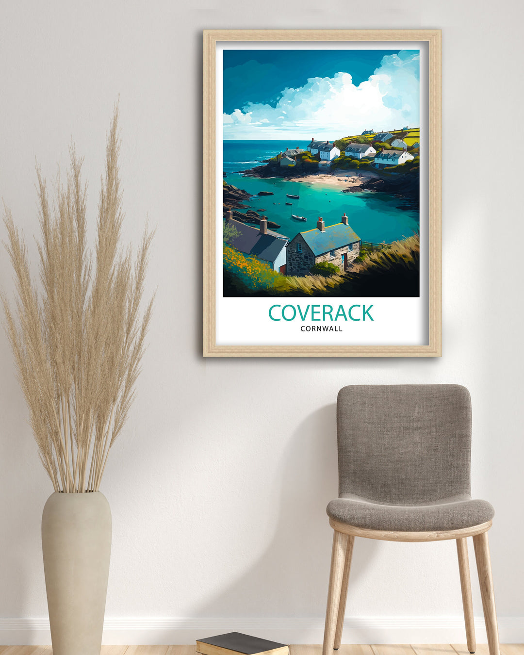 Coverack Cornwall Travel Poster Coverack Wall Art Cornwall Coastal Decor Coverack Illustration Travel Poster Gift For Cornwall UK Home Decor