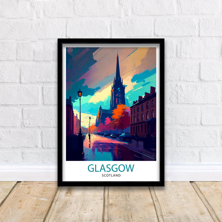 Glasgow Scotland Travel Poster Glasgow Wall Art, Glasgow Home Decor Glasgow Illustration Travel Poster Gift for Glasgow Scotland Home Decor