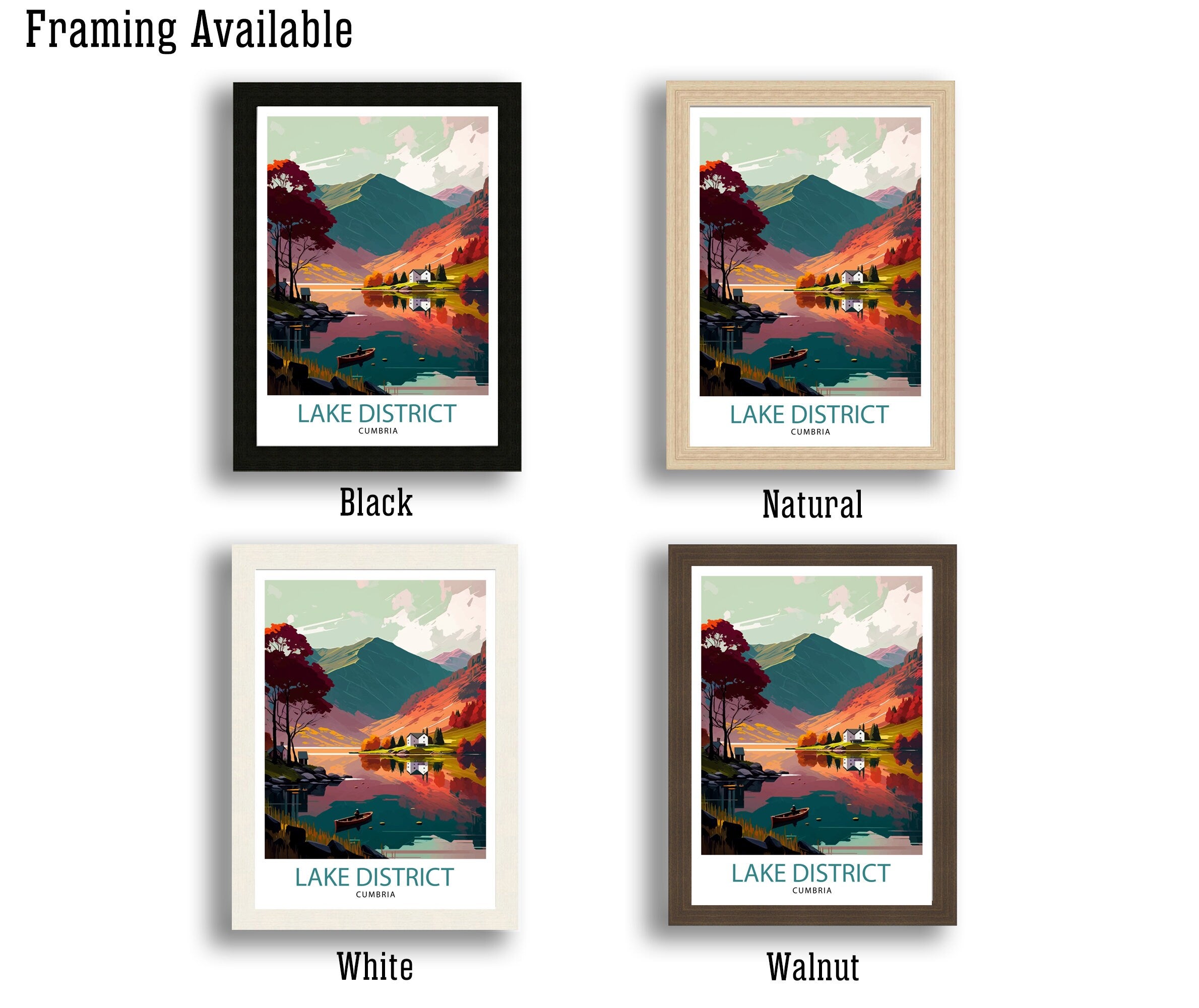 Lake District Cumbria Travel Print Lake District Wall Art Lake District Home Decor Lake District Illustration Travel Poster, Gift for Lake