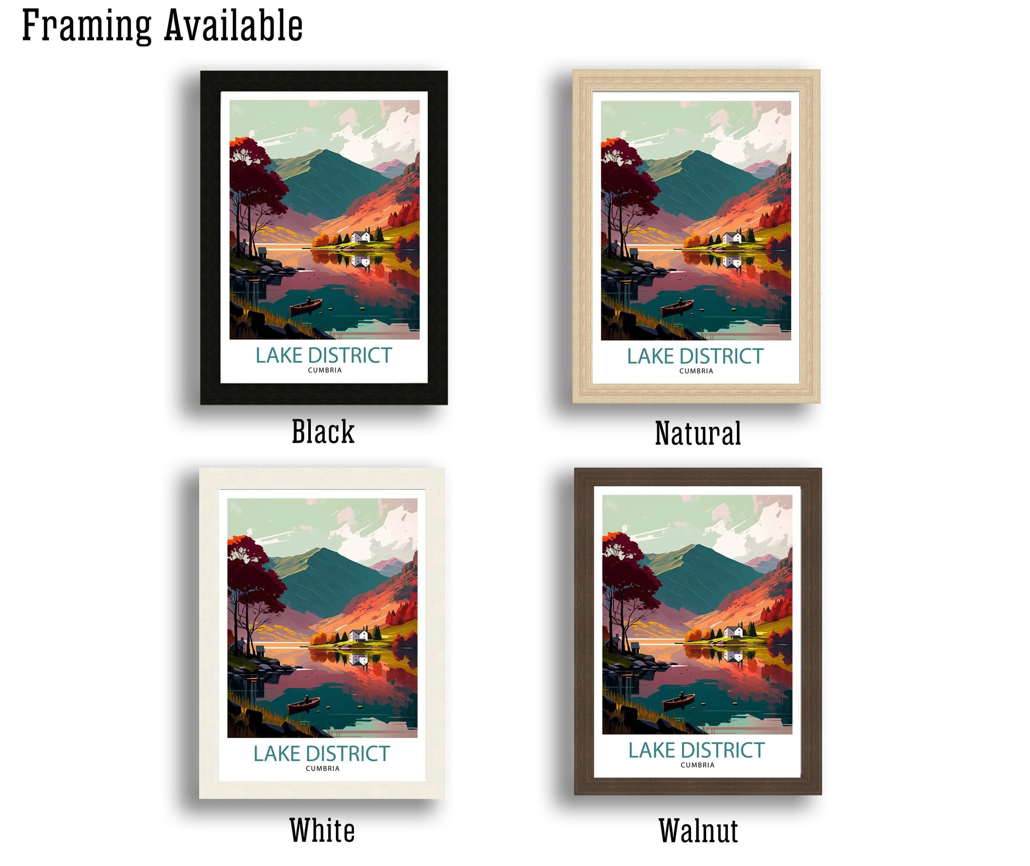 Lake District Cumbria Travel Print Lake District Wall Art Lake District Home Decor Lake District Illustration Travel Poster, Gift for Lake