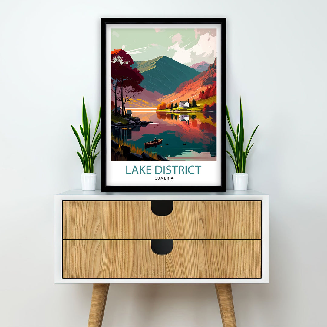 Lake District Cumbria Travel Poster Lake District Wall Art Lake District Home Decor Lake District Illustration Travel Poster, Gift for Lake