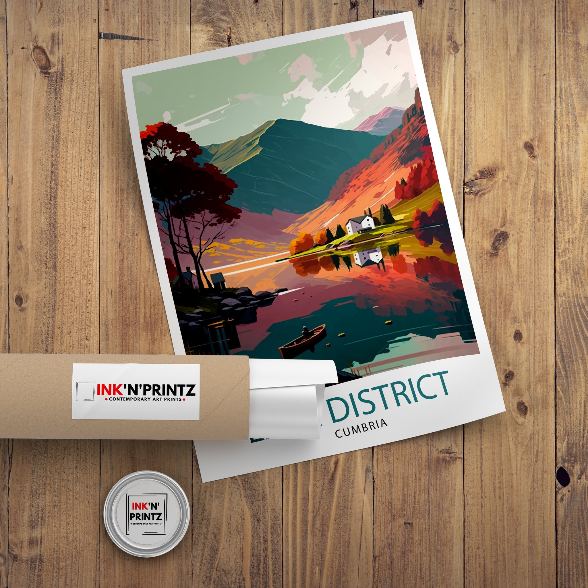 Lake District Cumbria Travel Print Lake District Wall Art Lake District Home Decor Lake District Illustration Travel Poster, Gift for Lake