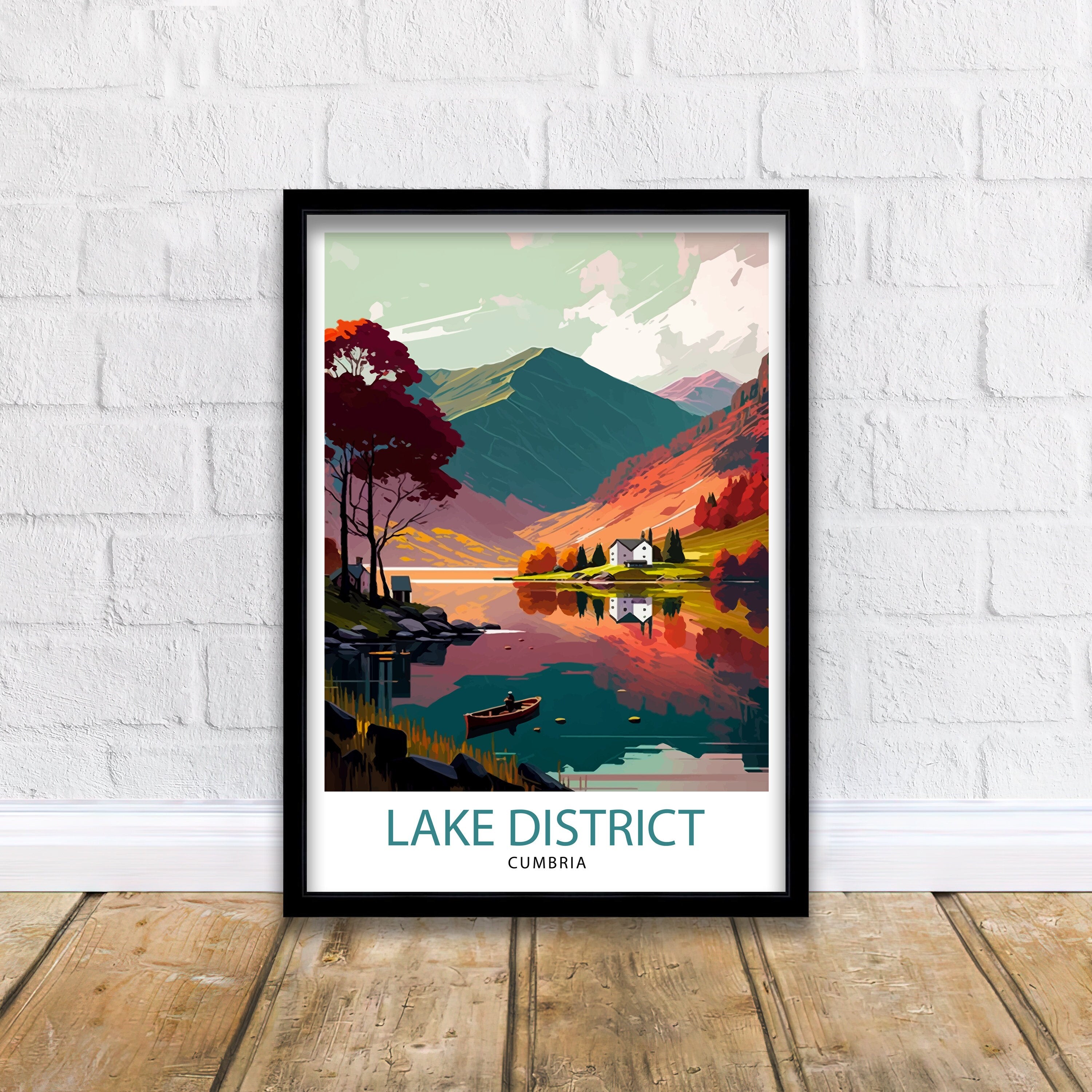 Lake District Cumbria Travel Print Lake District Wall Art Lake District Home Decor Lake District Illustration Travel Poster, Gift for Lake