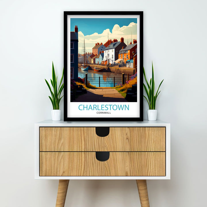 Charlestown Cornwall Travel Poster Charlestown Wall Art Charlestown Illustration Cornwall Travel Poster Charlestown Gift