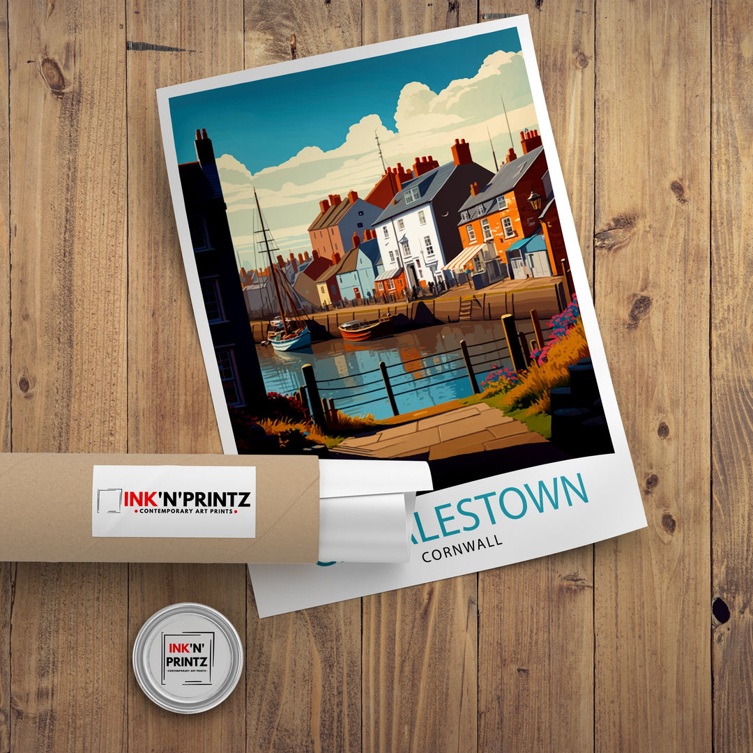 Charlestown Cornwall Travel Poster Charlestown Wall Art Charlestown Illustration Cornwall Travel Poster Charlestown Gift