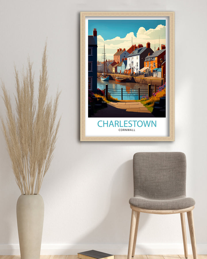 Charlestown Cornwall Travel Poster Charlestown Wall Art Charlestown Illustration Cornwall Travel Poster Charlestown Gift