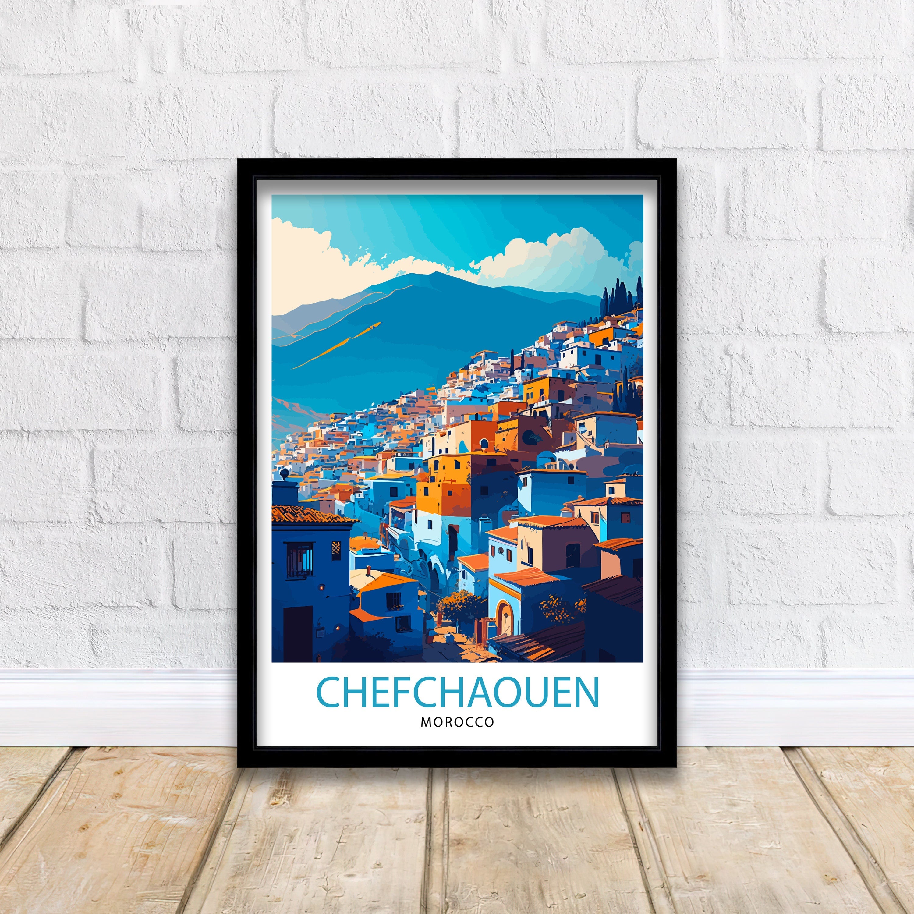 Chefchaouen Morocco Travel Print, Blue City Wall Art