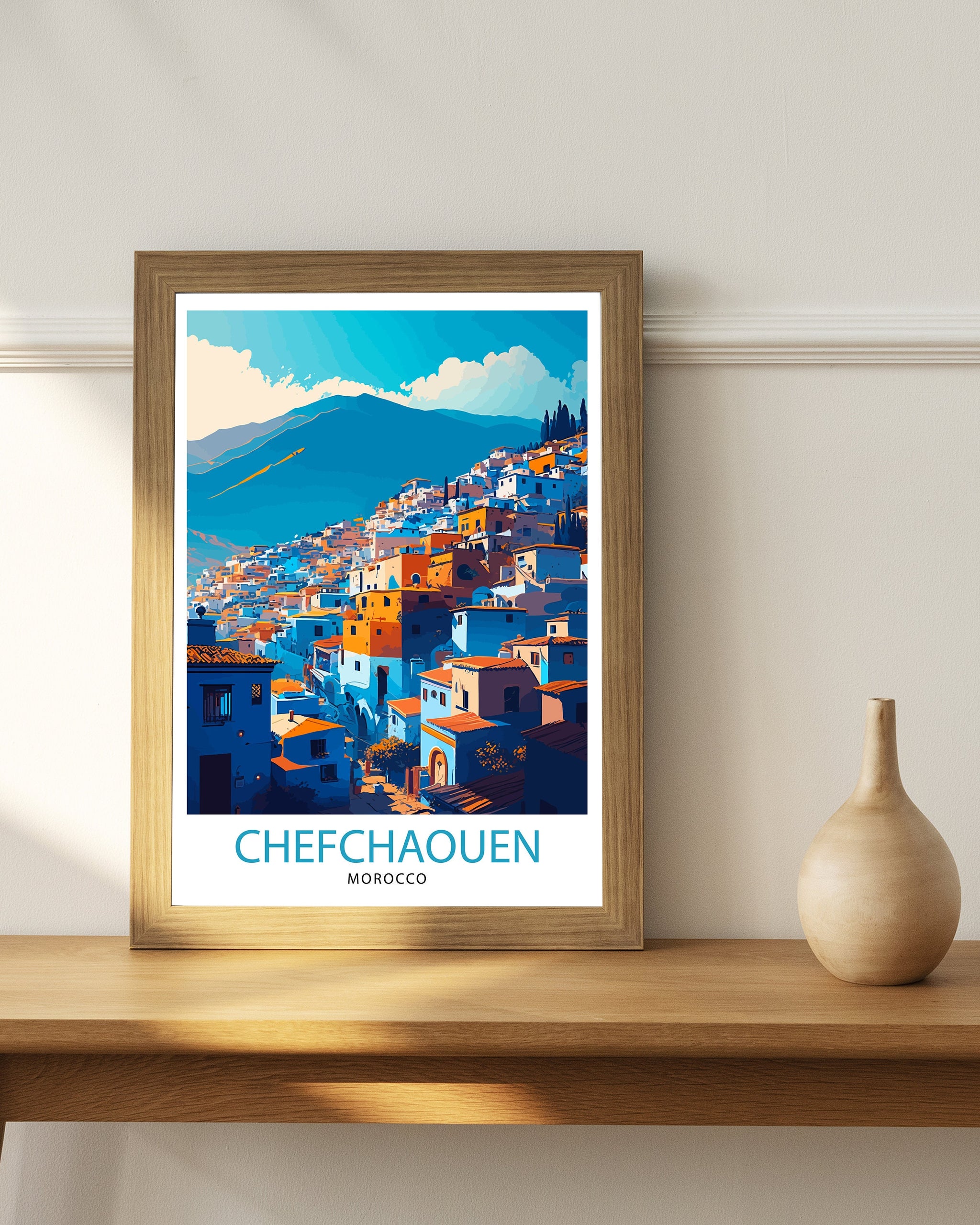 Chefchaouen Morocco Travel Print, Blue City Wall Art