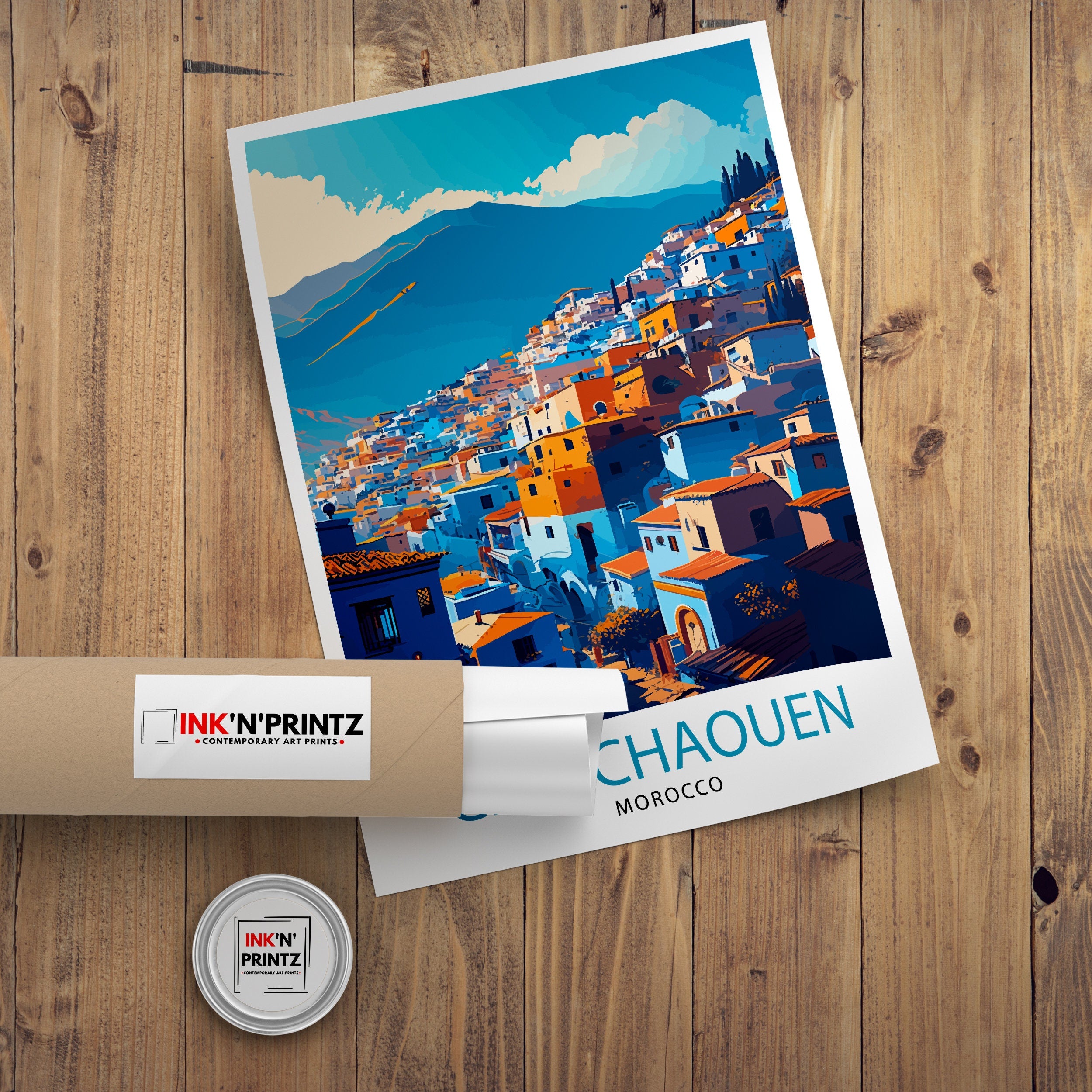 Chefchaouen Morocco Travel Print, Blue City Wall Art