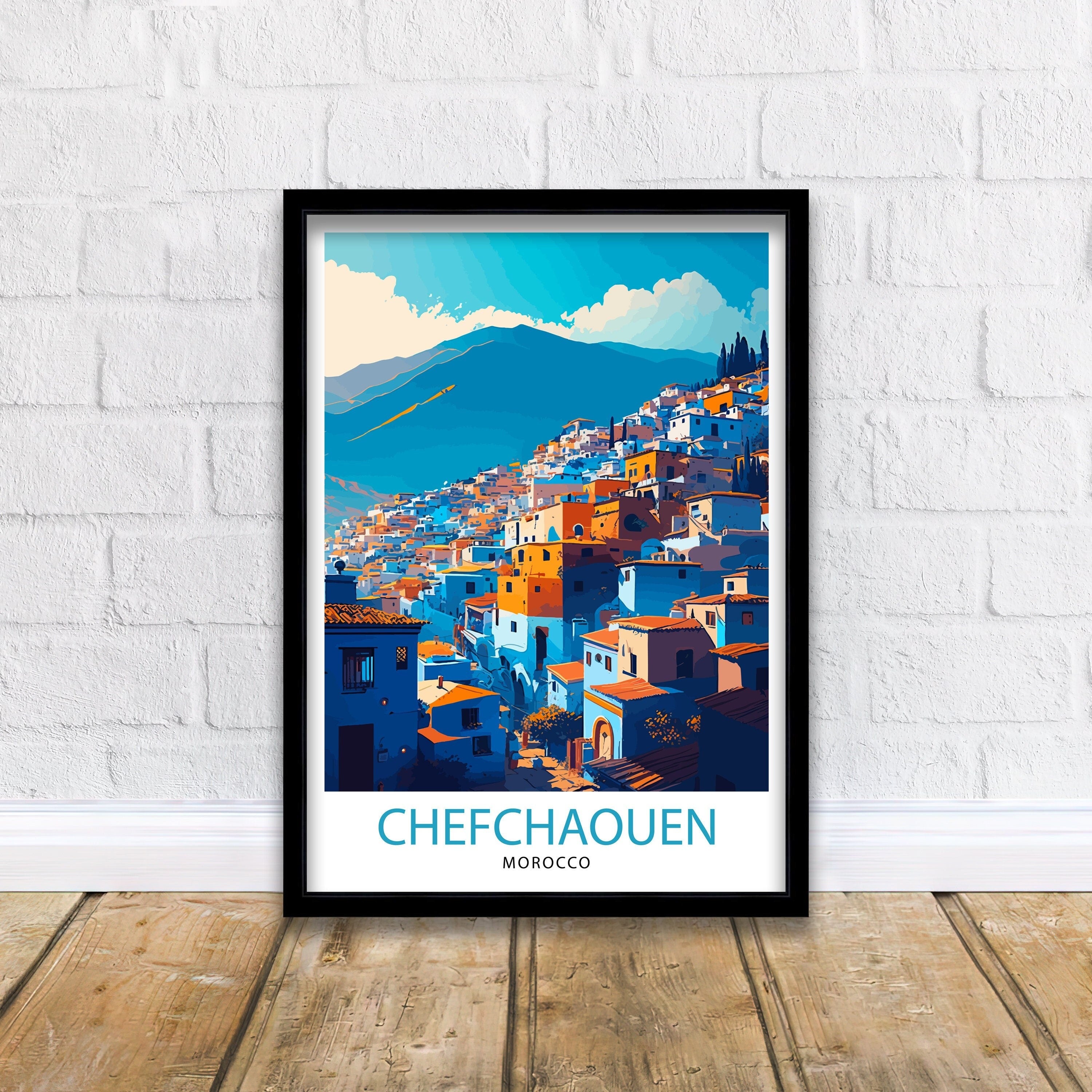Chefchaouen Morocco Travel Print, Blue City Wall Art