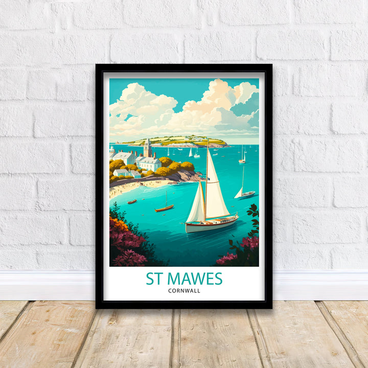 St Mawes Cornwall Travel Poster St Mawes Wall Art Cornwall Illustration Travel Poster Gift For St Mawes, Cornwall Home Decor