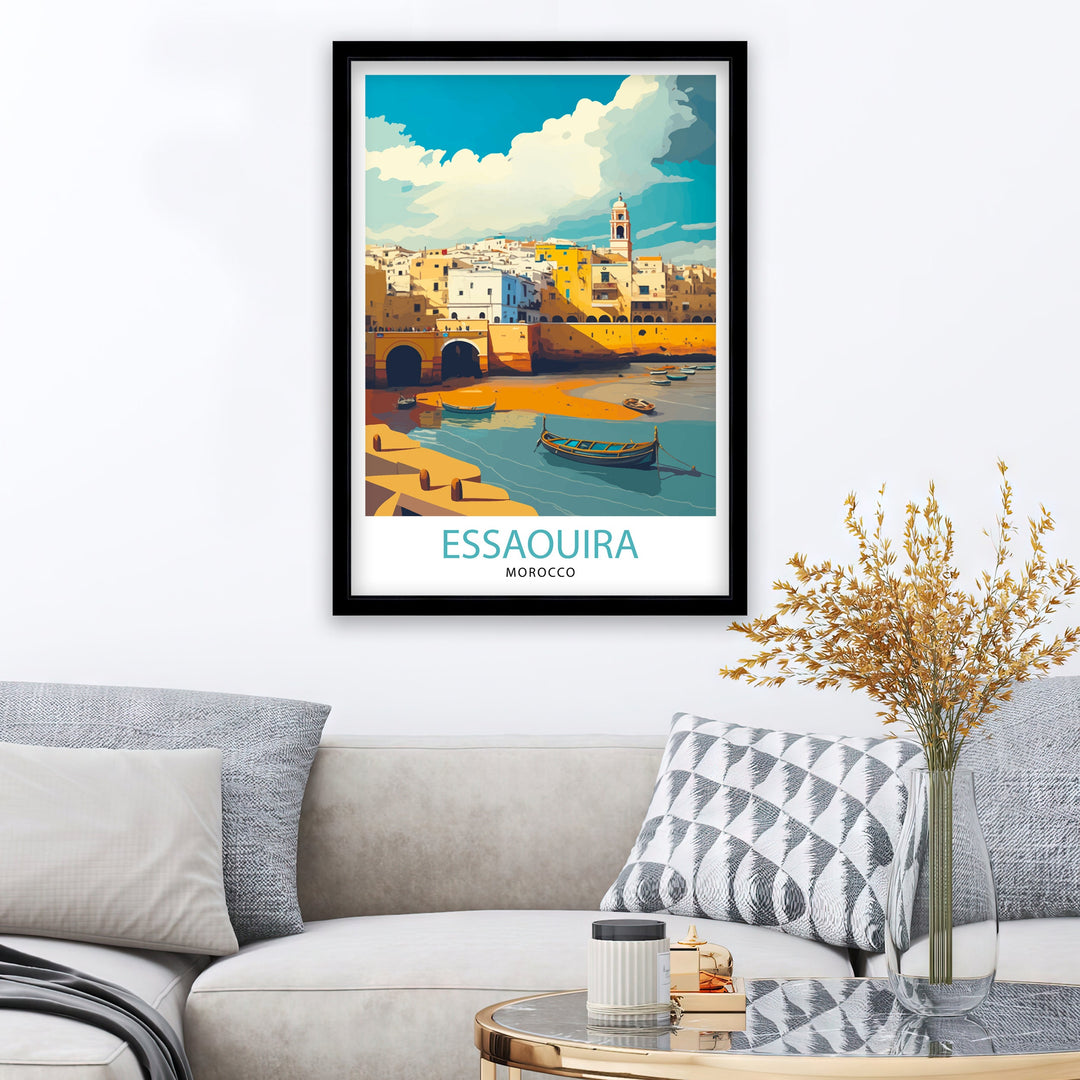 Essaouira Morocco Travel Poster , Essaouira Wall Art, Morocco Illustration, Travel Poster Gift, Essaouira Home Decor