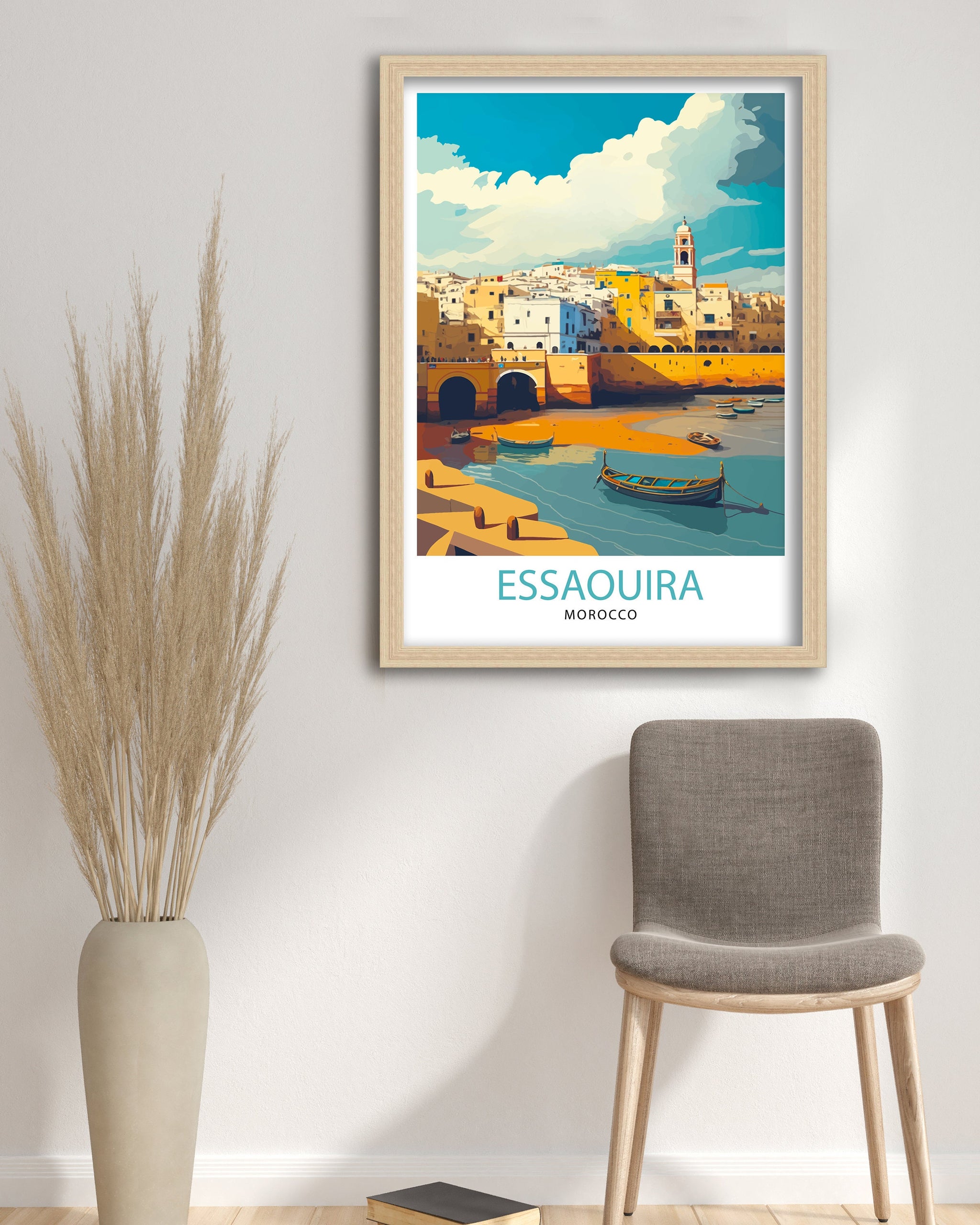 Essaouira Morocco Travel Illustration, Coastal Town Art Print