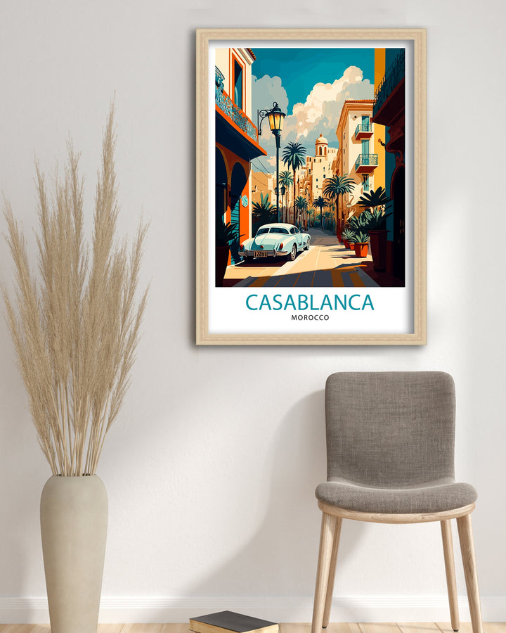 Casablanca Morocco Travel Poster Casablanca Wall Art Morocco Travel Poster Casablanca Illustration Casablanca Home Decor Morocco Souvenir