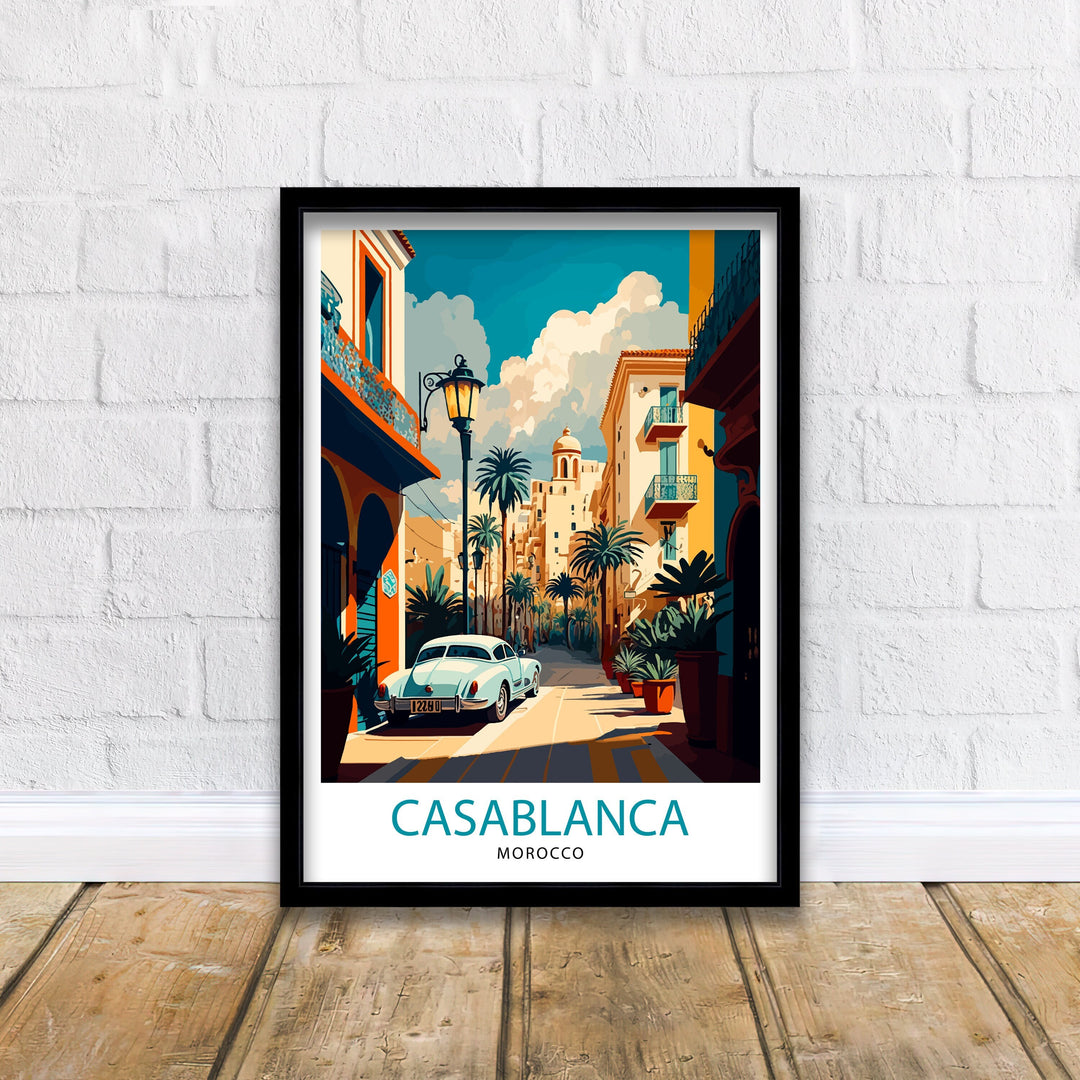 Casablanca Morocco Travel Poster Casablanca Wall Art Morocco Travel Poster Casablanca Illustration Casablanca Home Decor Morocco Souvenir