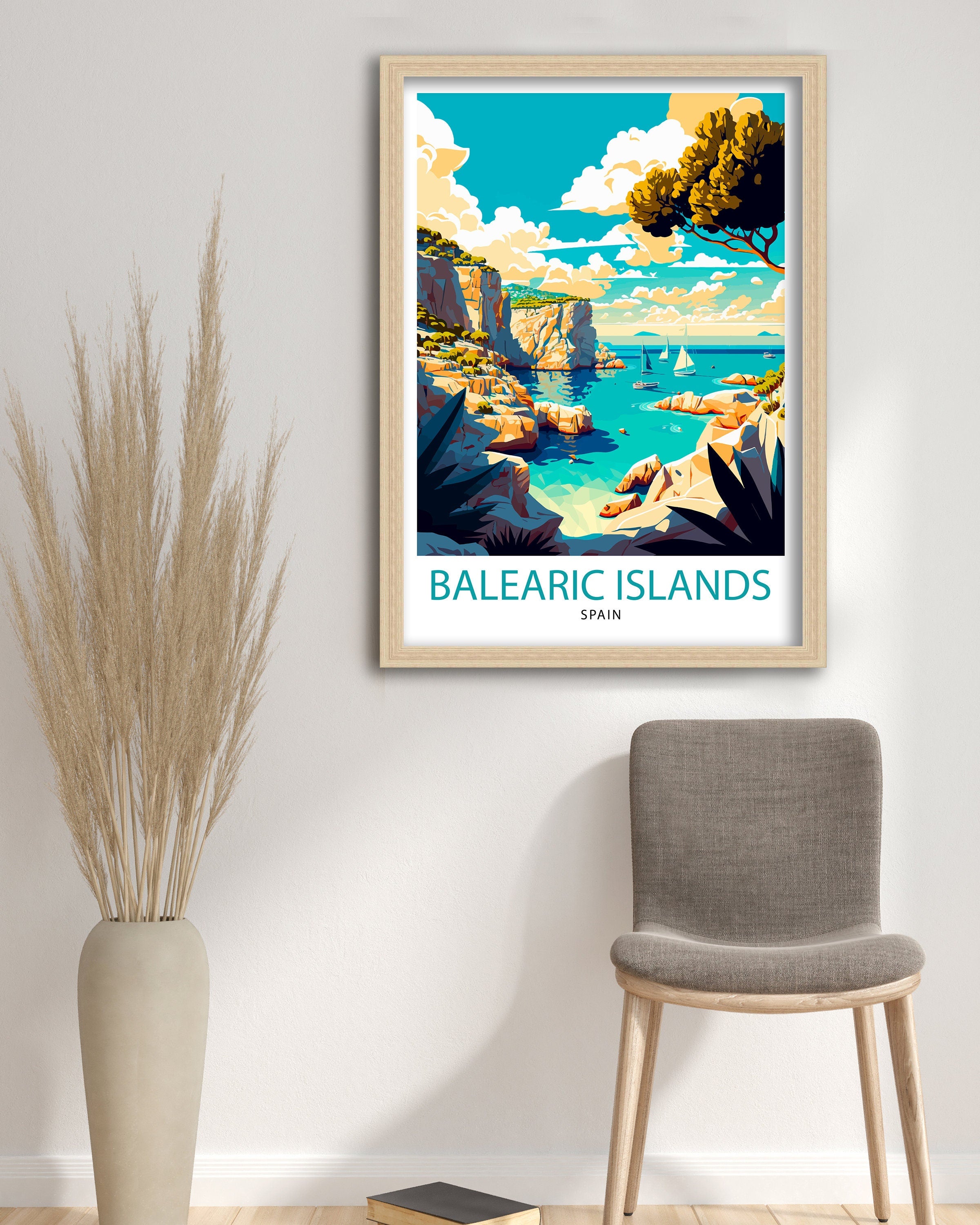 Balearic Islands Travel Poster, Coastal Spain Art Print