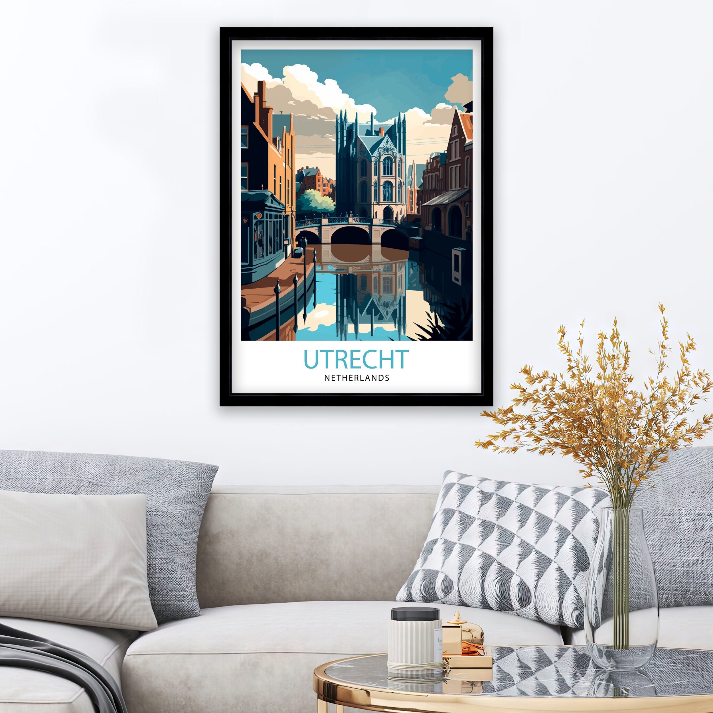 Utrecht Netherlands Print, Colorful Dutch City Art