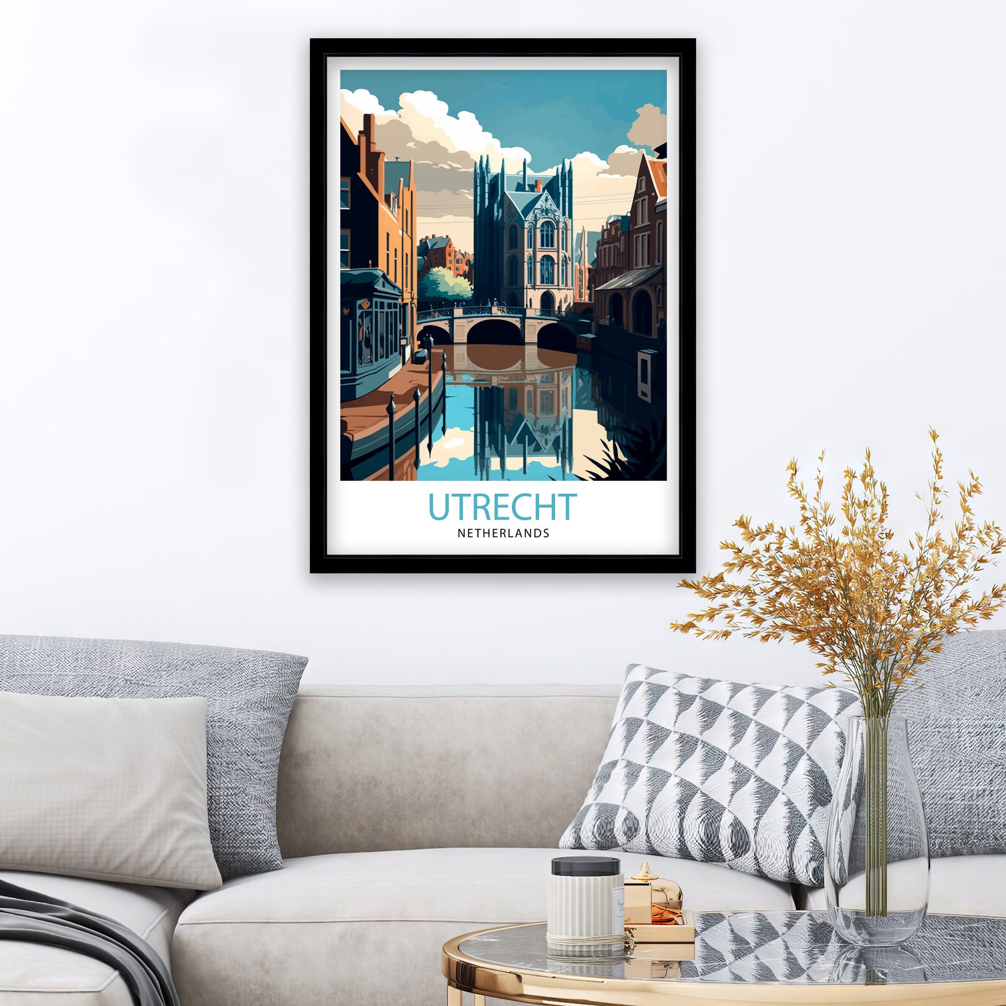 Utrecht Netherlands Print, Colorful Dutch City Art