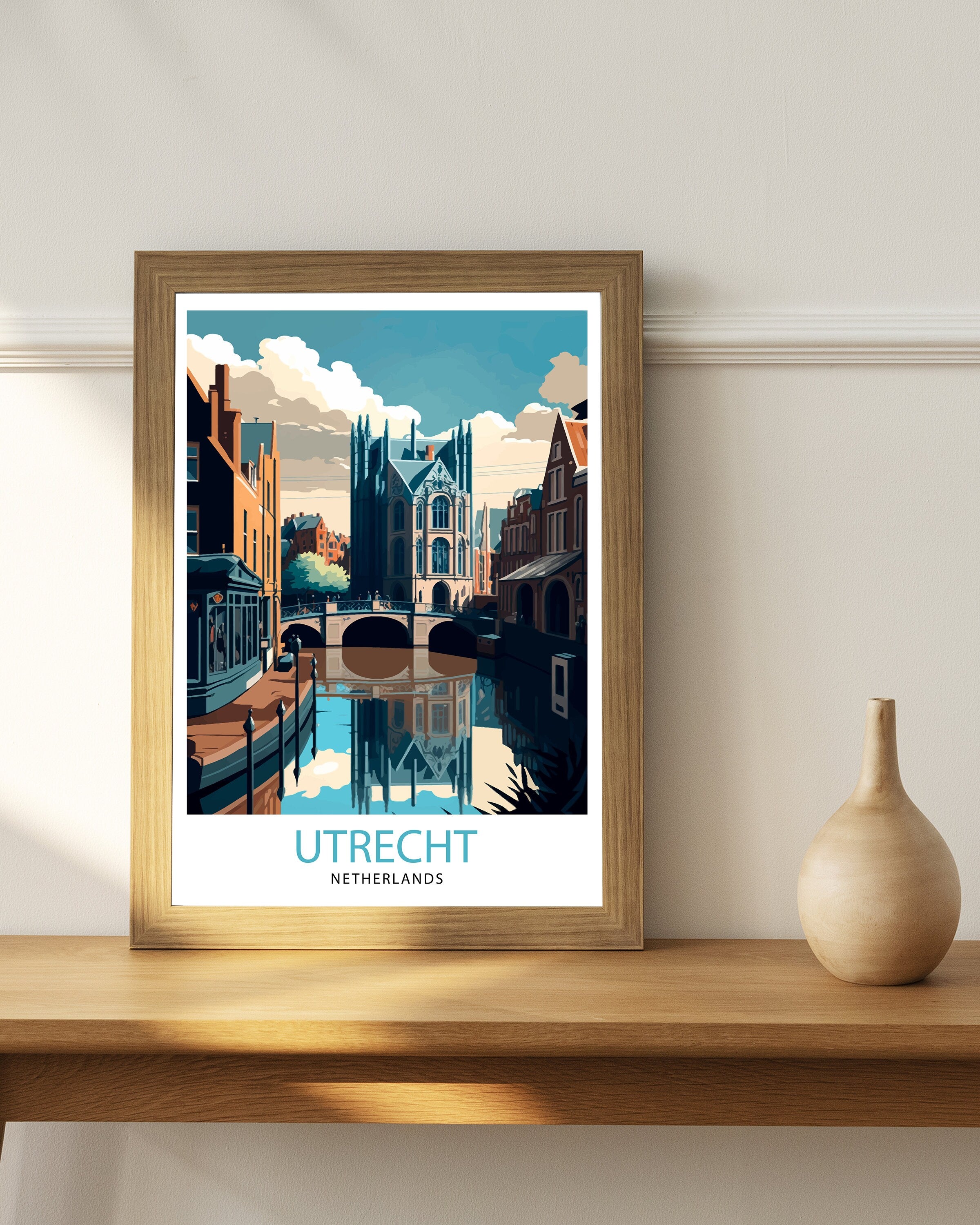 Utrecht Netherlands Print, Colorful Dutch City Art