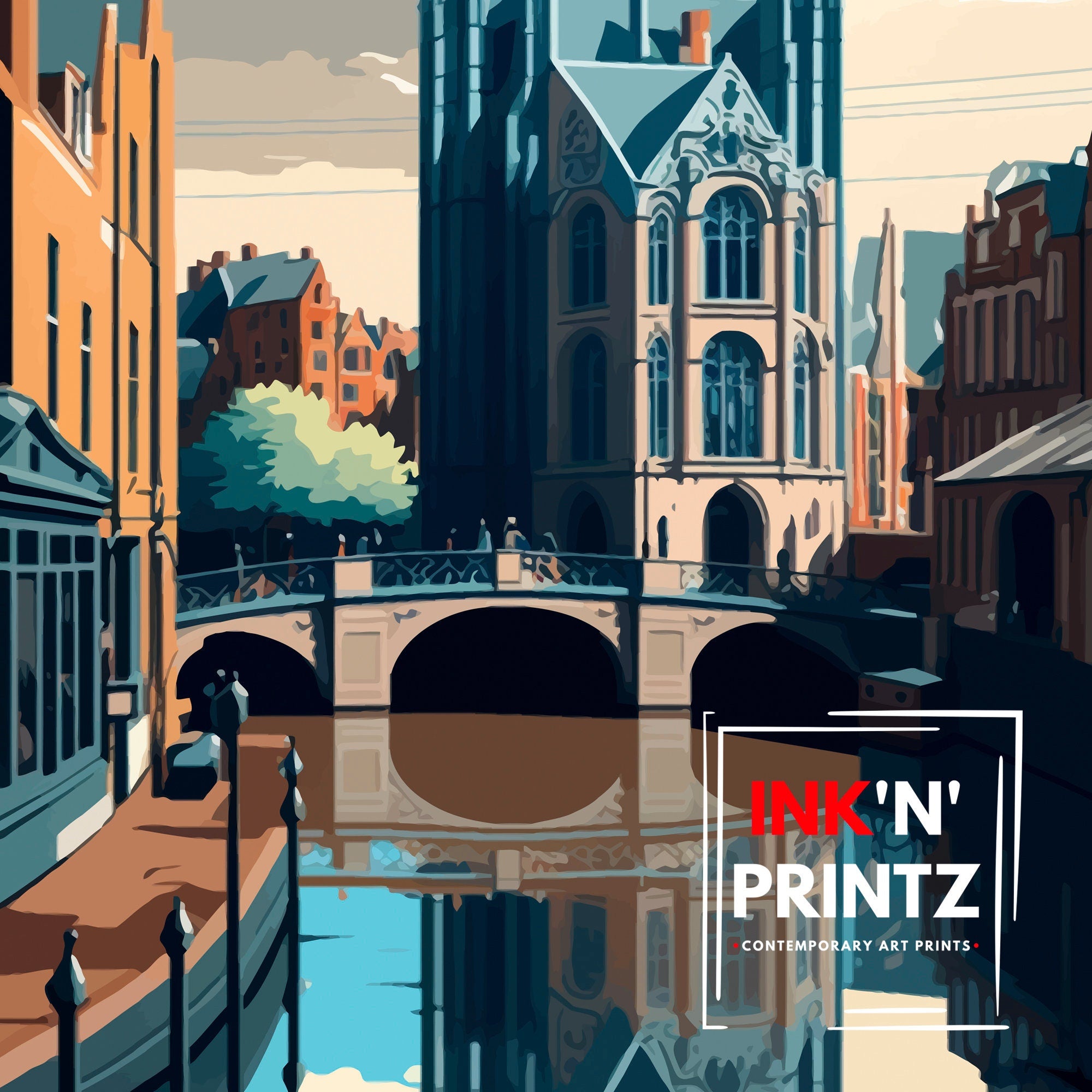 Utrecht Netherlands Print, Colorful Dutch City Art