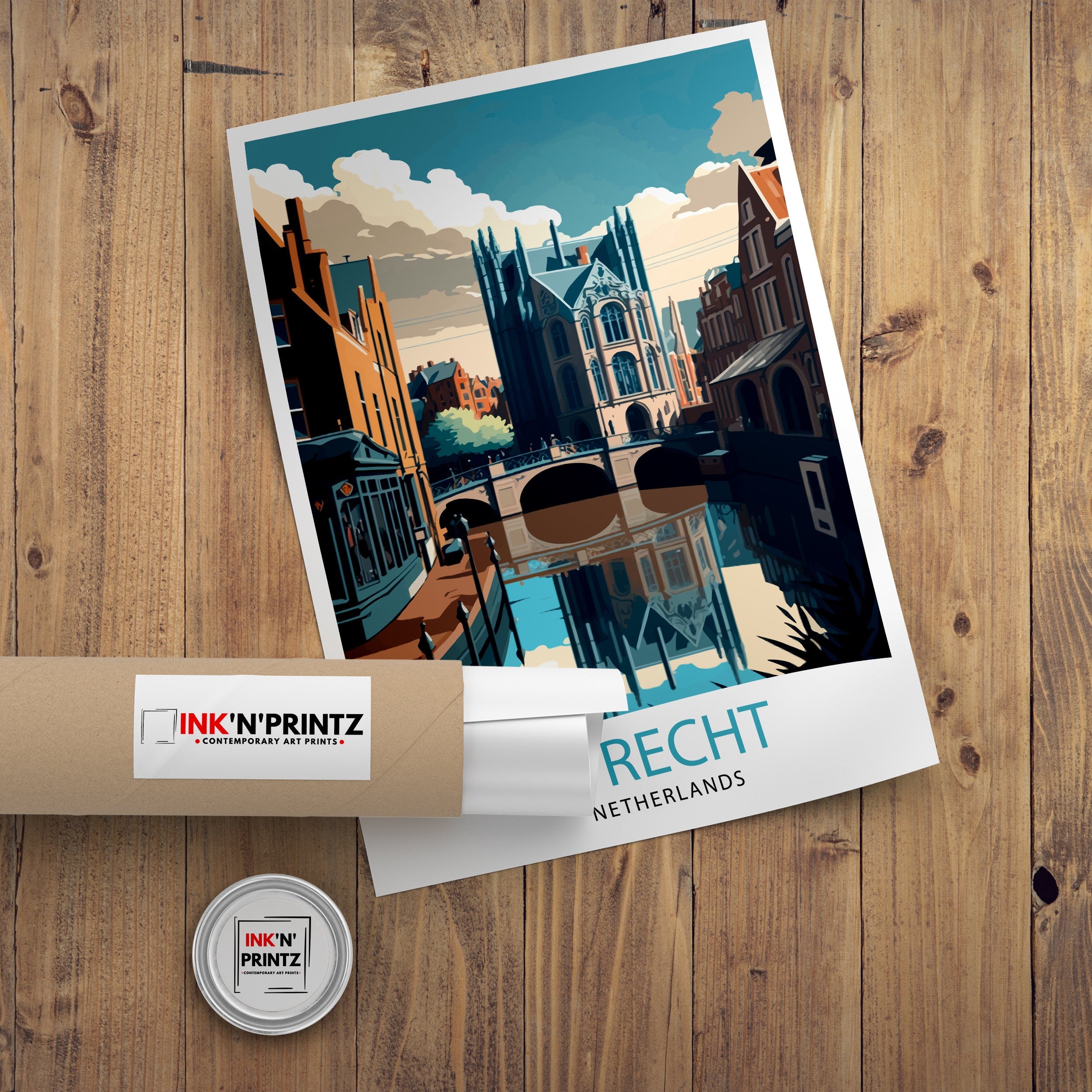 Utrecht Netherlands Print, Colorful Dutch City Art