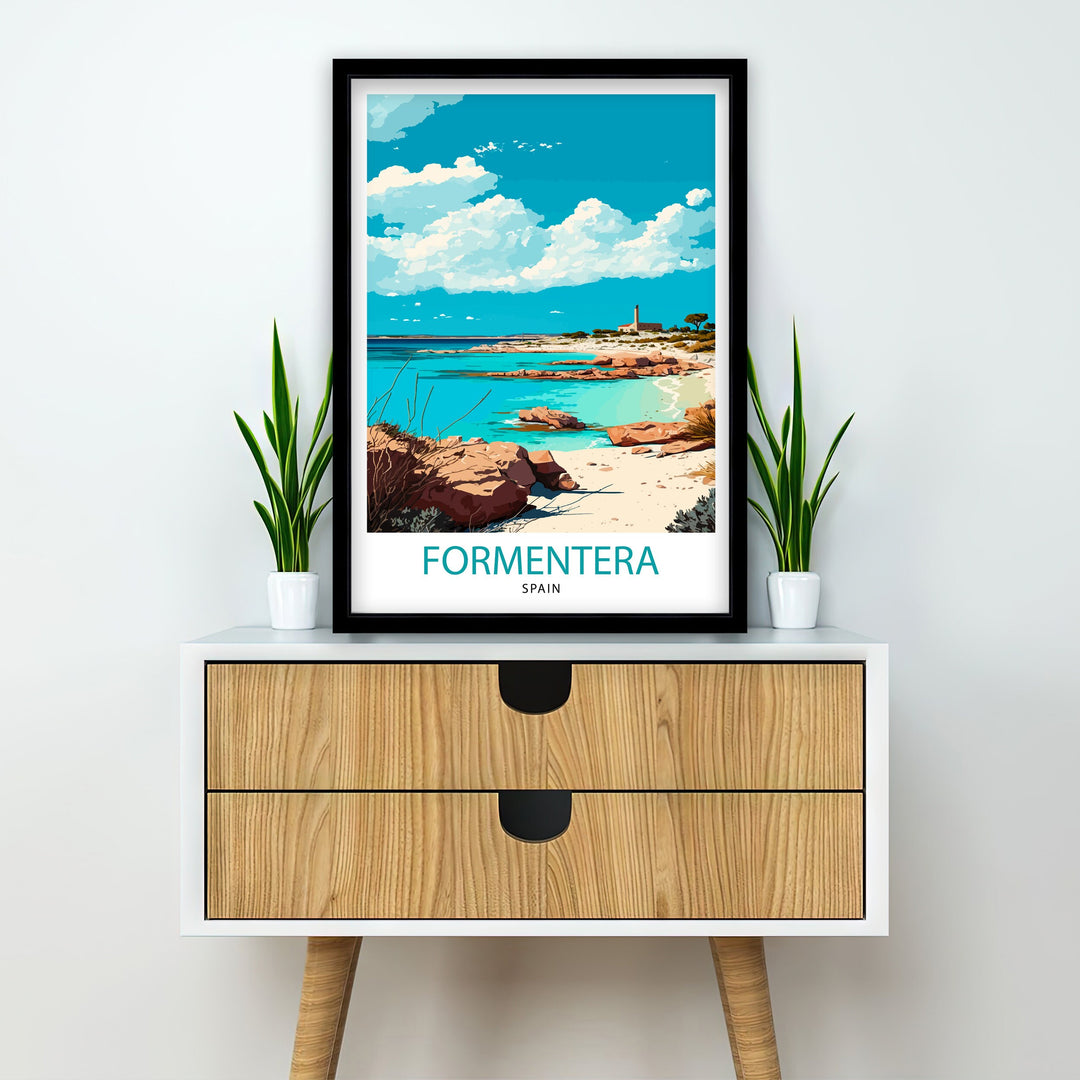 Formentera Travel Poster , Formentera Wall Art Formentera Island Poster Formentera Home Decor Formentera Illustration Travel Poster Gift