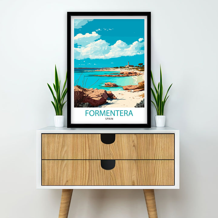 Formentera Travel Poster , Formentera Wall Art Formentera Island Poster Formentera Home Decor Formentera Illustration Travel Poster Gift