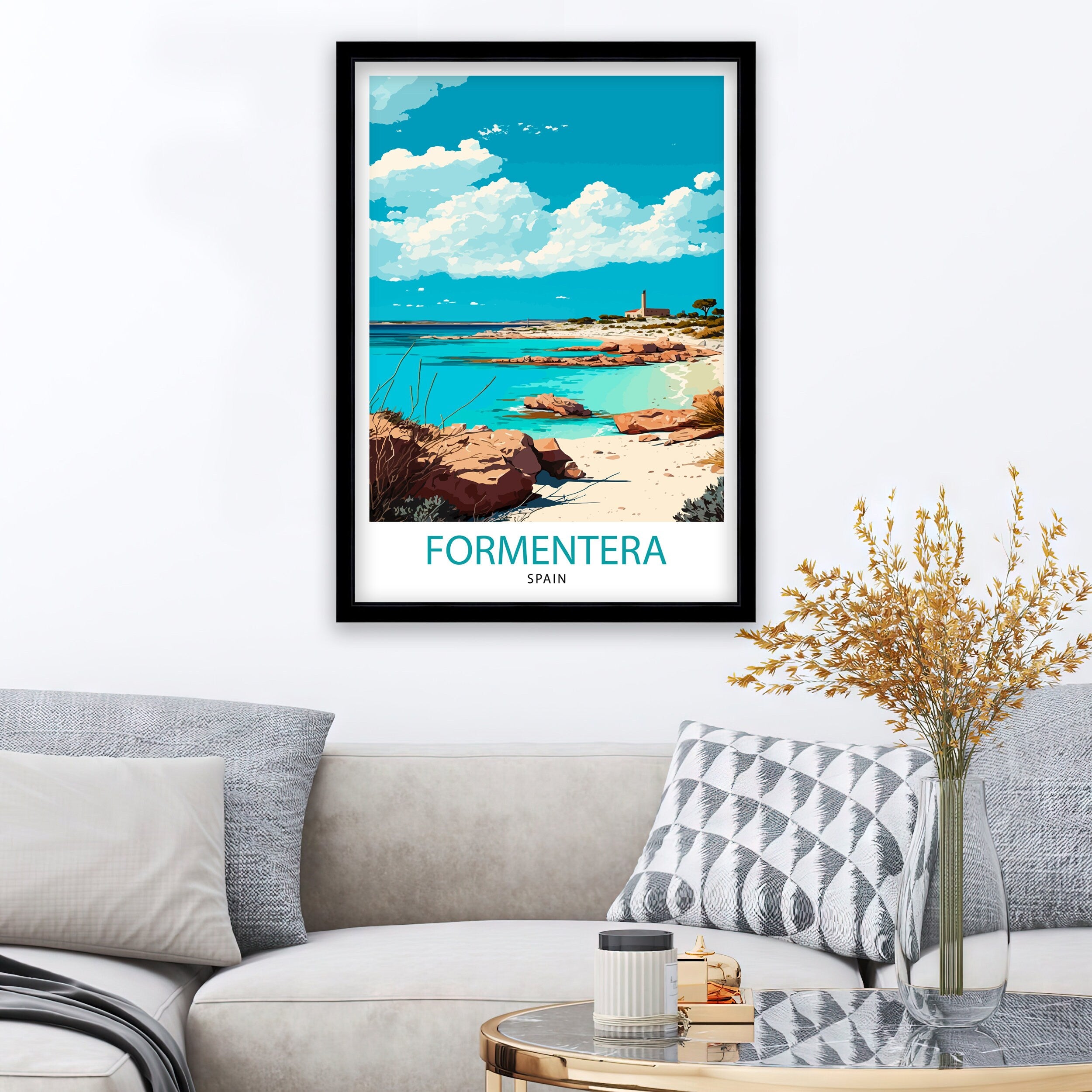 Formentera Island Art Print, Mediterranean Travel Poster