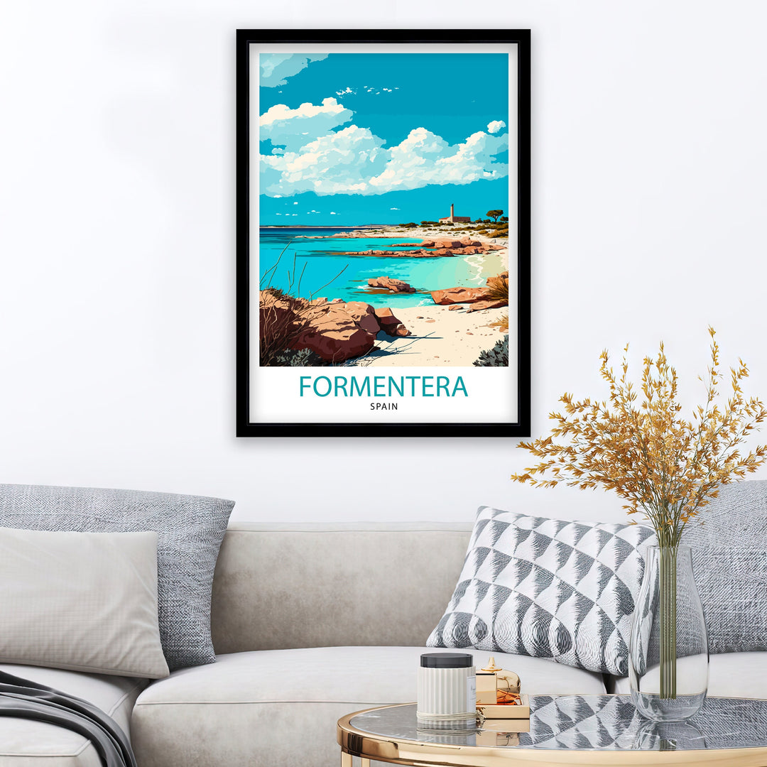 Formentera Travel Poster , Formentera Wall Art Formentera Island Poster Formentera Home Decor Formentera Illustration Travel Poster Gift