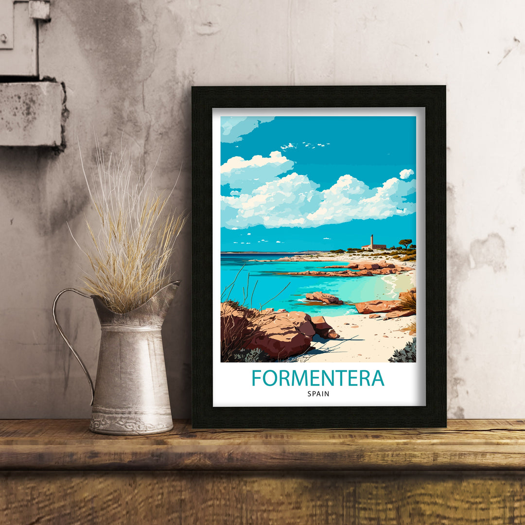 Formentera Travel Poster , Formentera Wall Art Formentera Island Poster Formentera Home Decor Formentera Illustration Travel Poster Gift