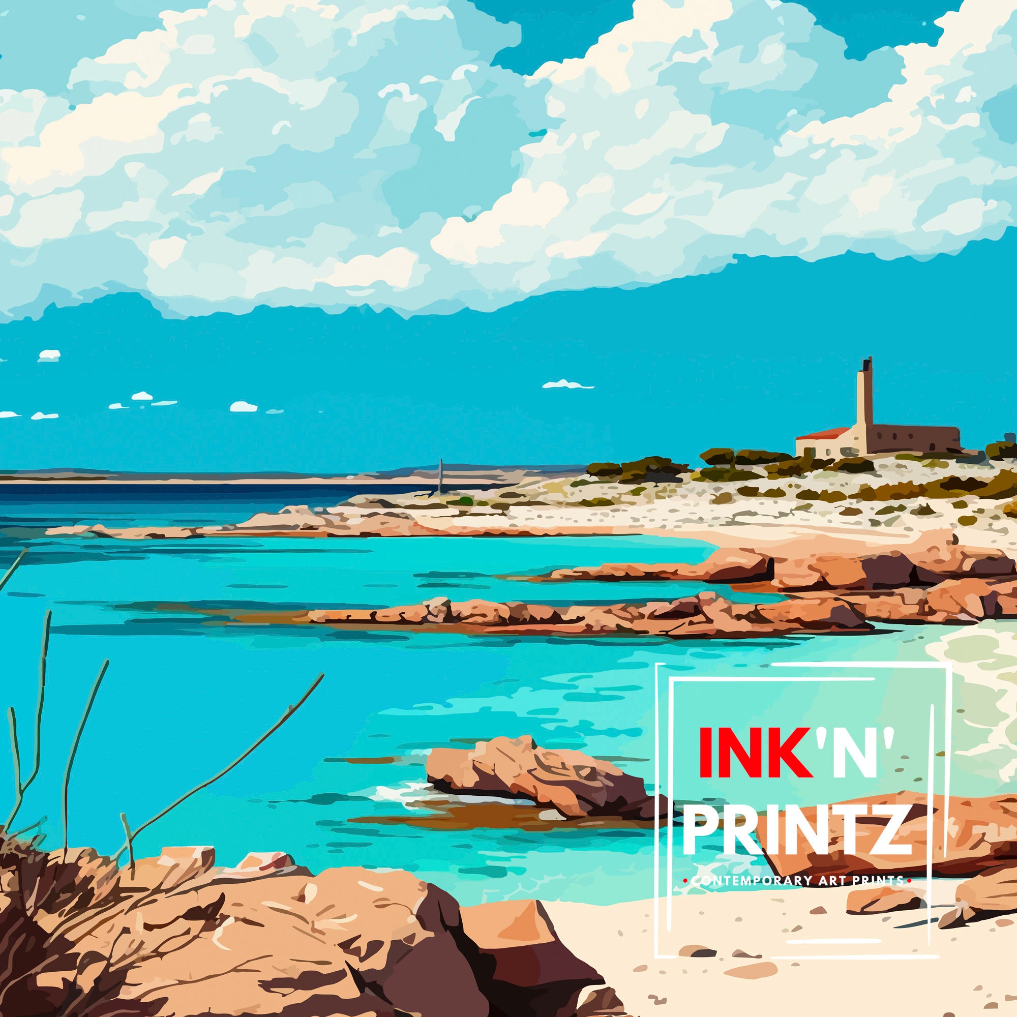 Formentera Island Art Print, Mediterranean Travel Poster