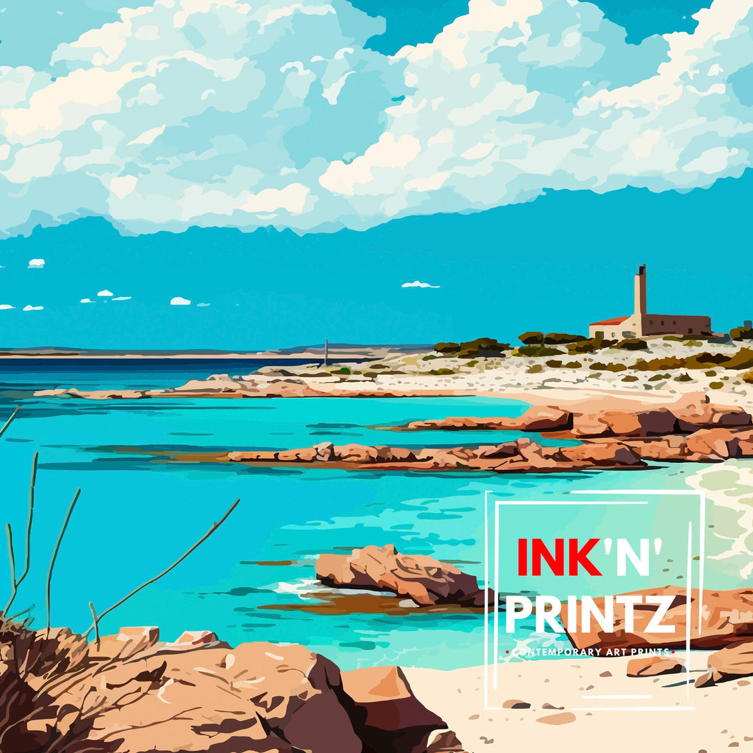 Formentera Travel Poster , Formentera Wall Art Formentera Island Poster Formentera Home Decor Formentera Illustration Travel Poster Gift