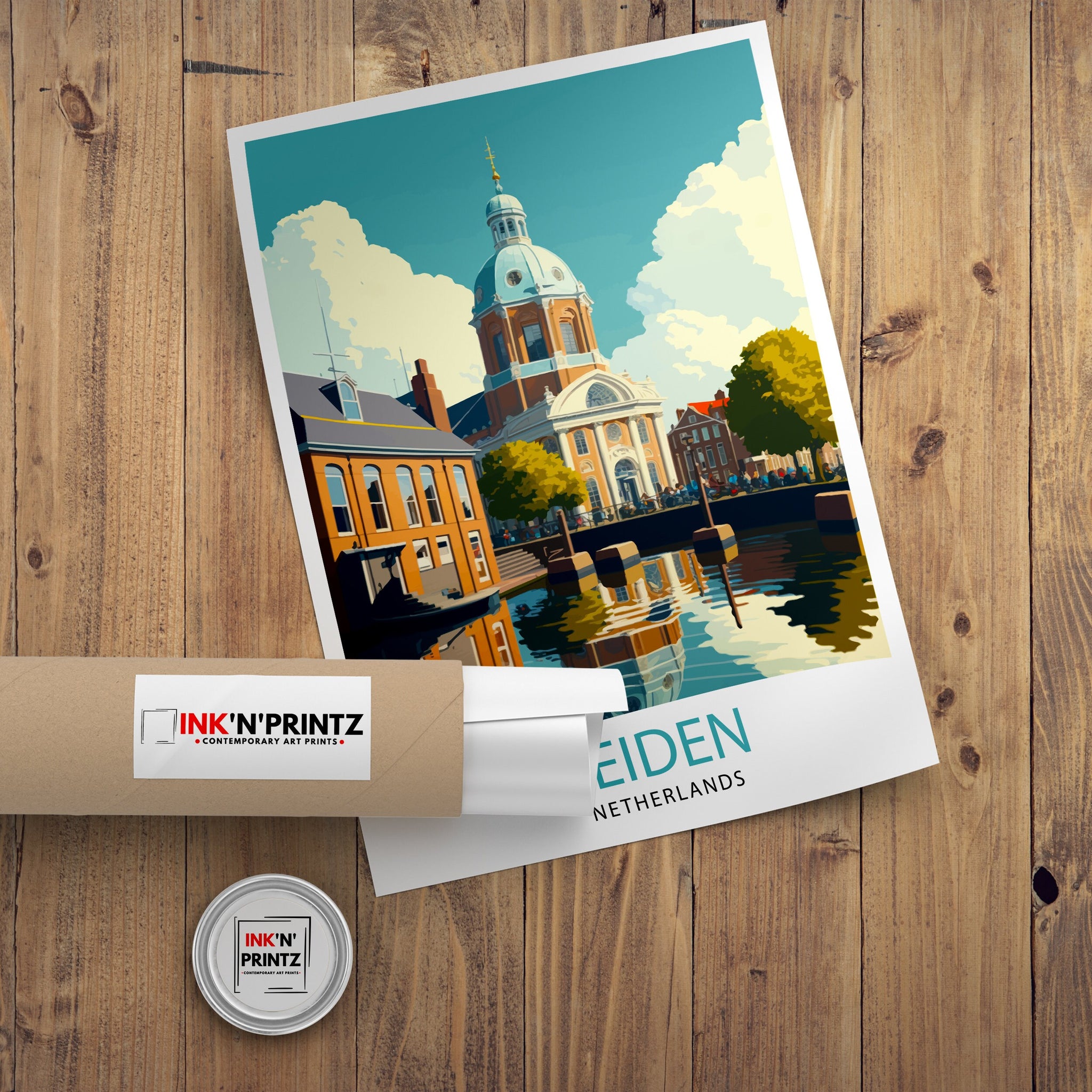 Leiden Netherlands Travel Poster, Dutch City Print