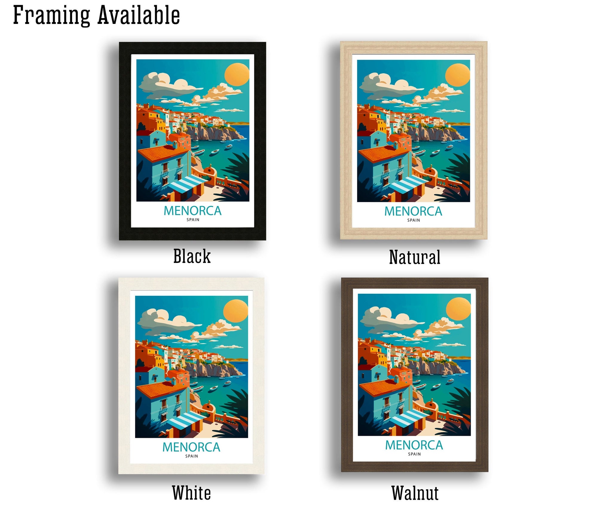 Menorca Spain Travel Illustration, Coastal Art Print