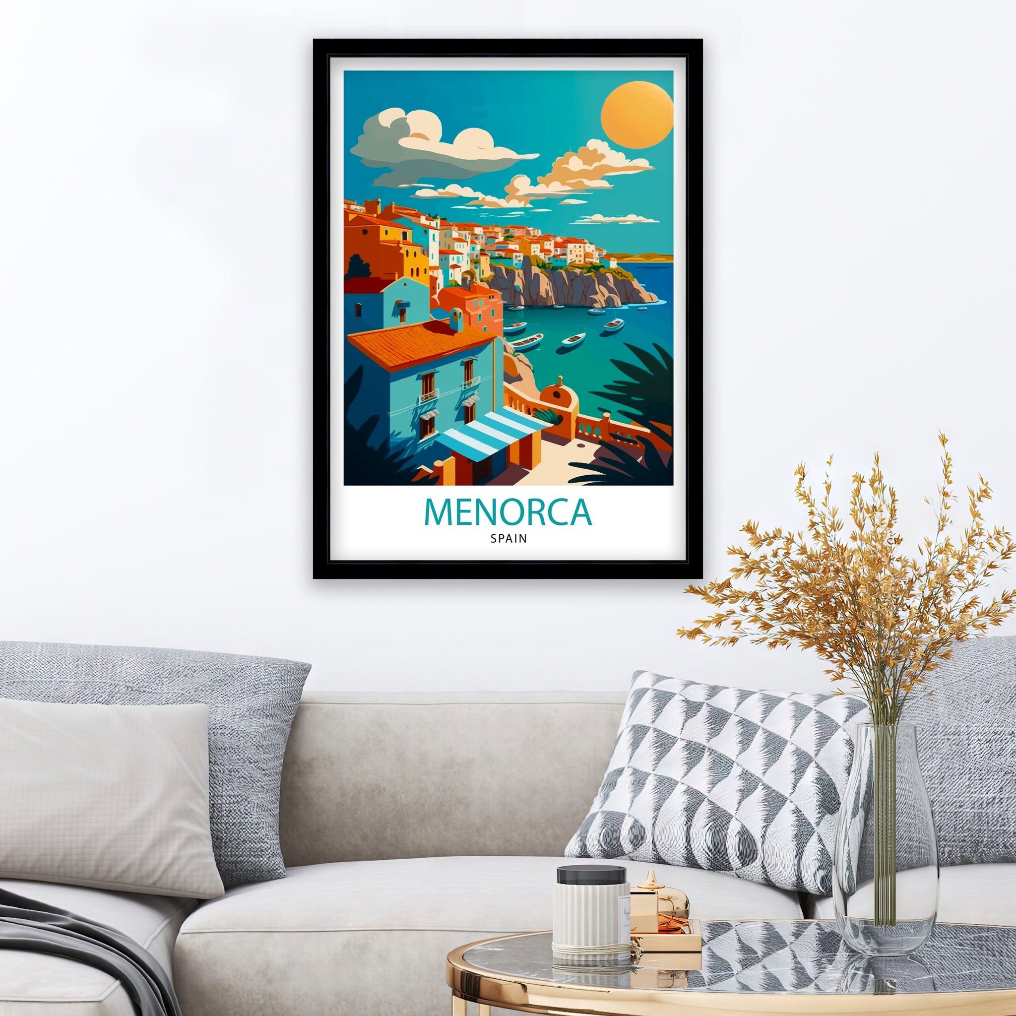 Menorca Spain Travel Illustration, Coastal Art Print