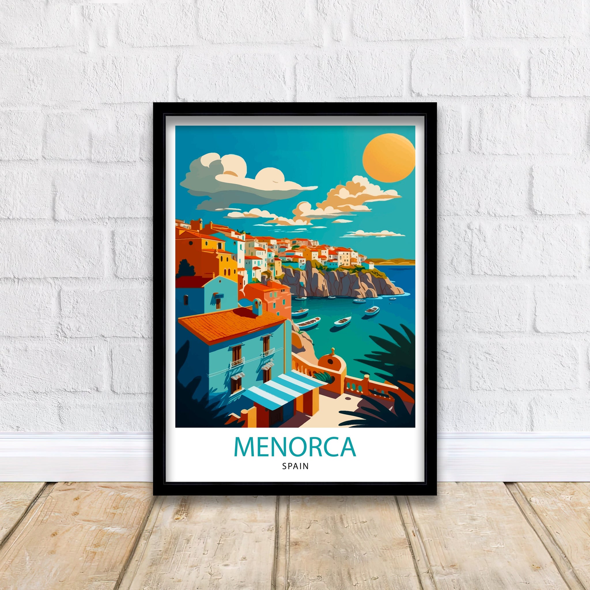 Menorca Spain Travel Illustration, Coastal Art Print