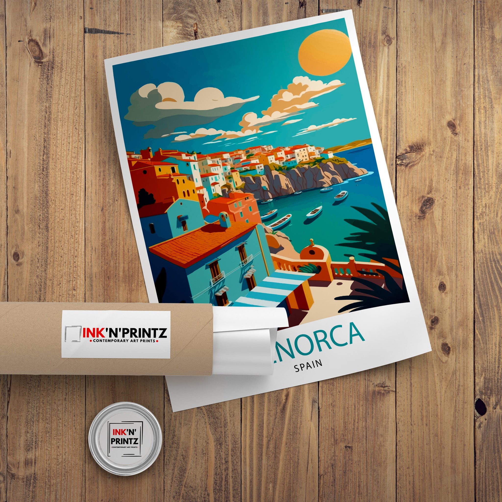 Menorca Spain Travel Illustration, Coastal Art Print